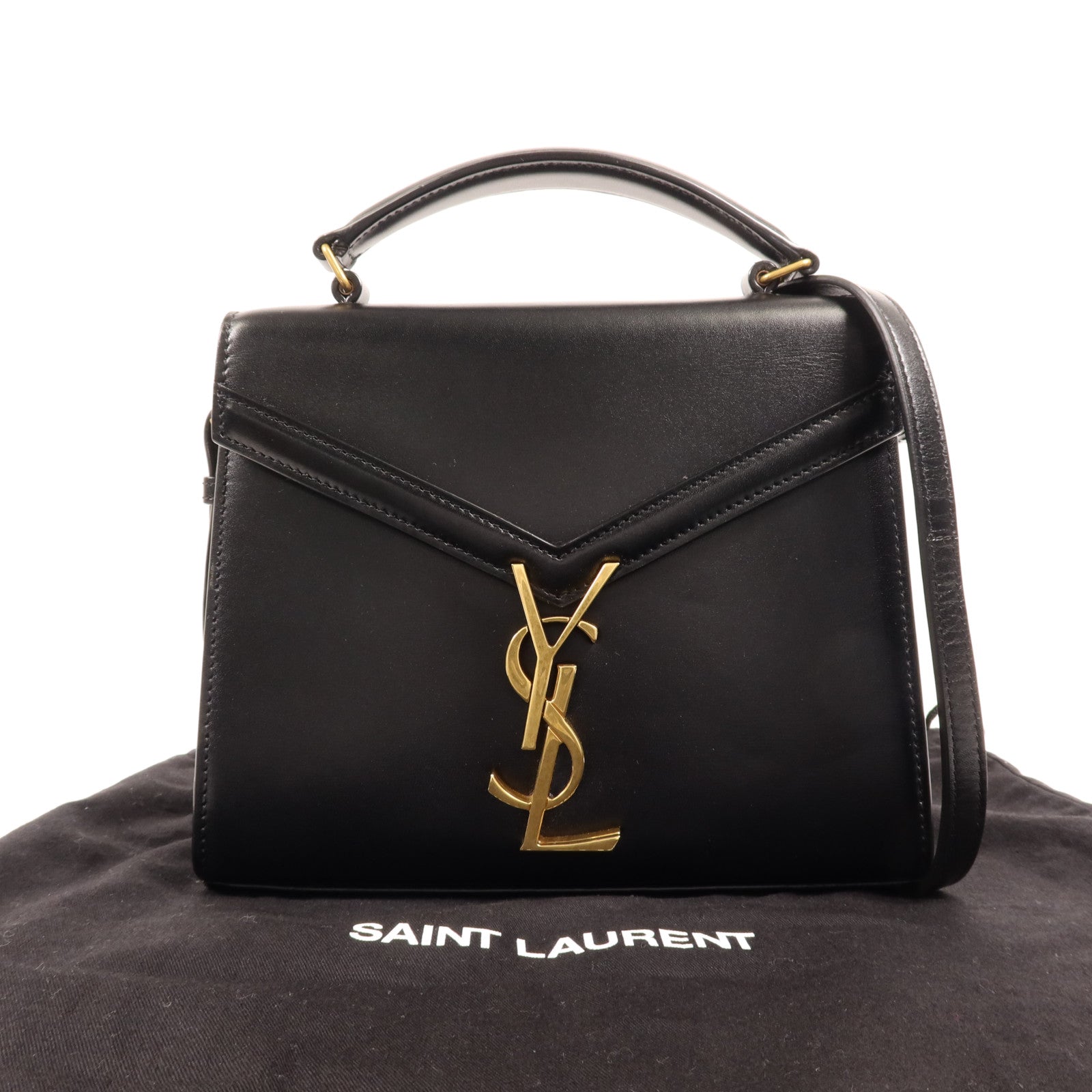 YVES SAINT LAURENT 牛皮皮革Cassandra Mini金扣手挽肩背兩用袋