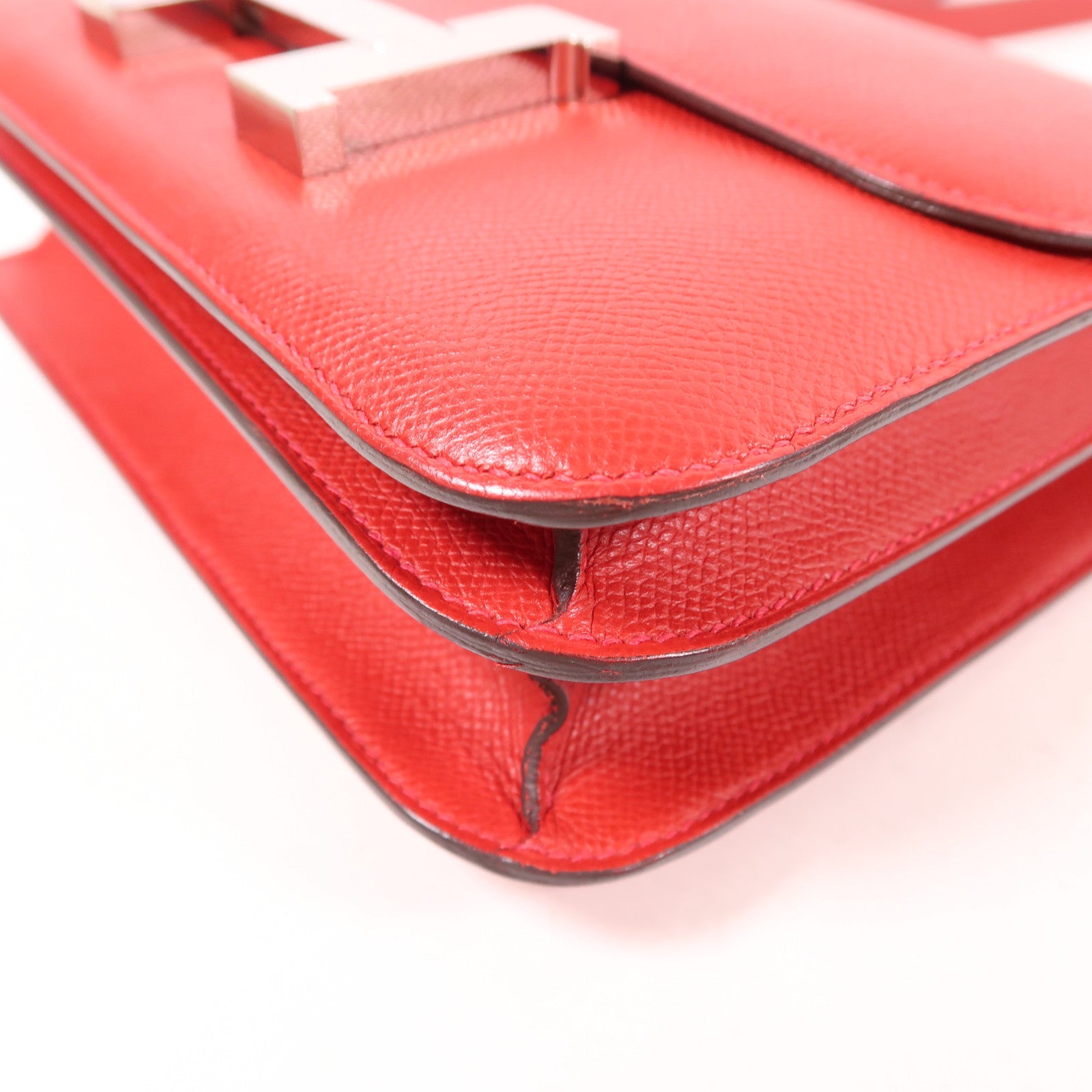 HERMES【激減優惠】 Epsom皮革Constance 24銀扣肩背袋Rouge Casaque