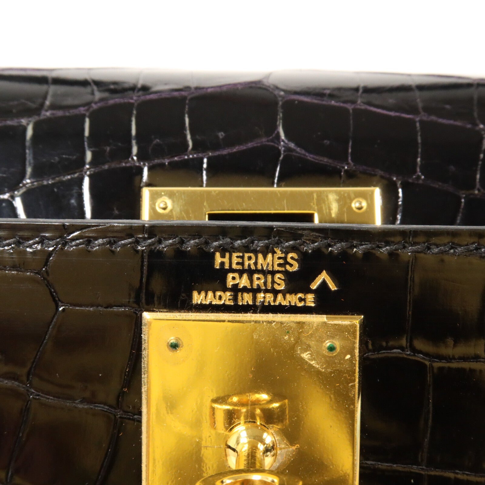 HERMES 鱷魚皮革Kelly 28手挽肩背兩用袋Noir