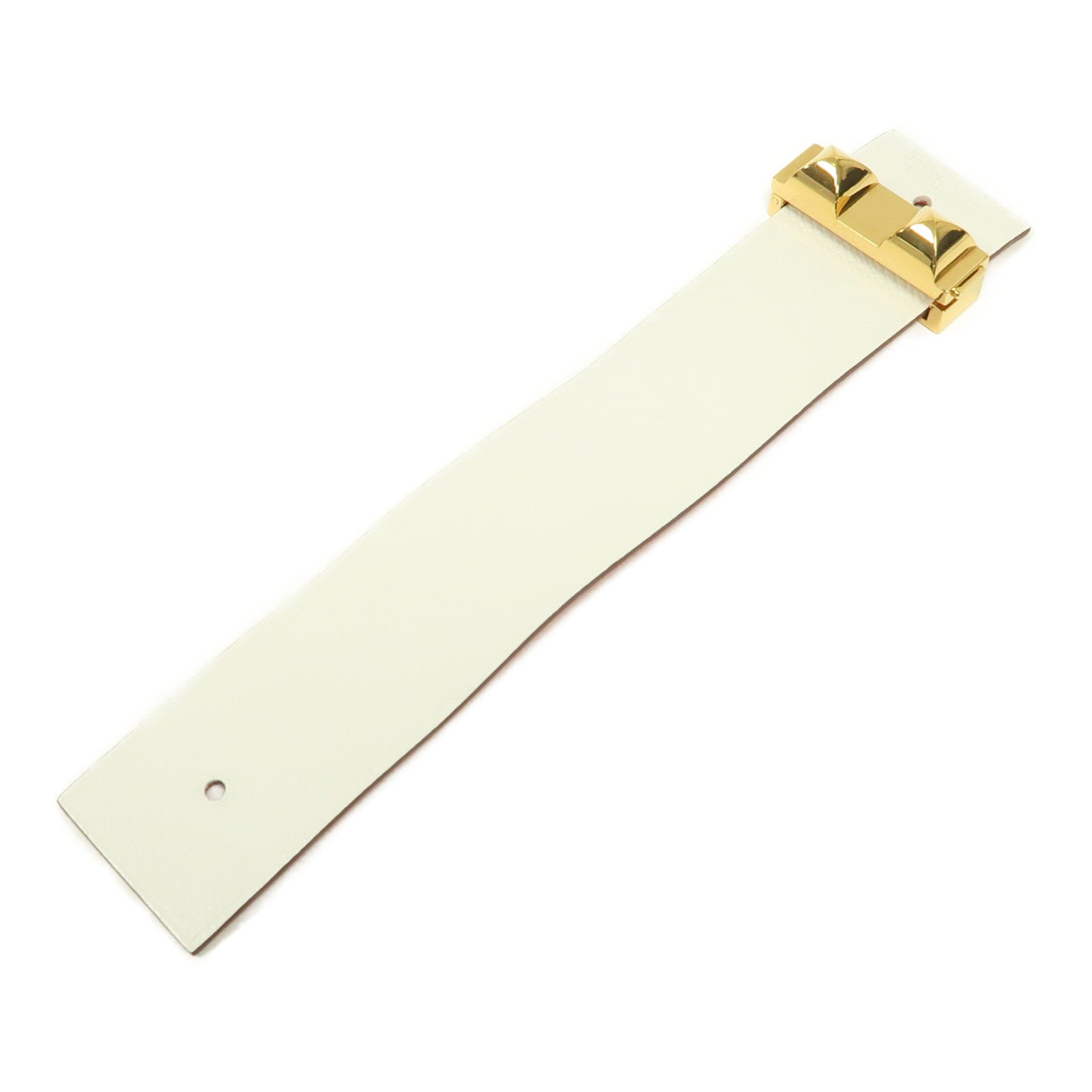 HERMES Epsom皮革Imprevisible Bracelet金扣手鐲白色/紅色