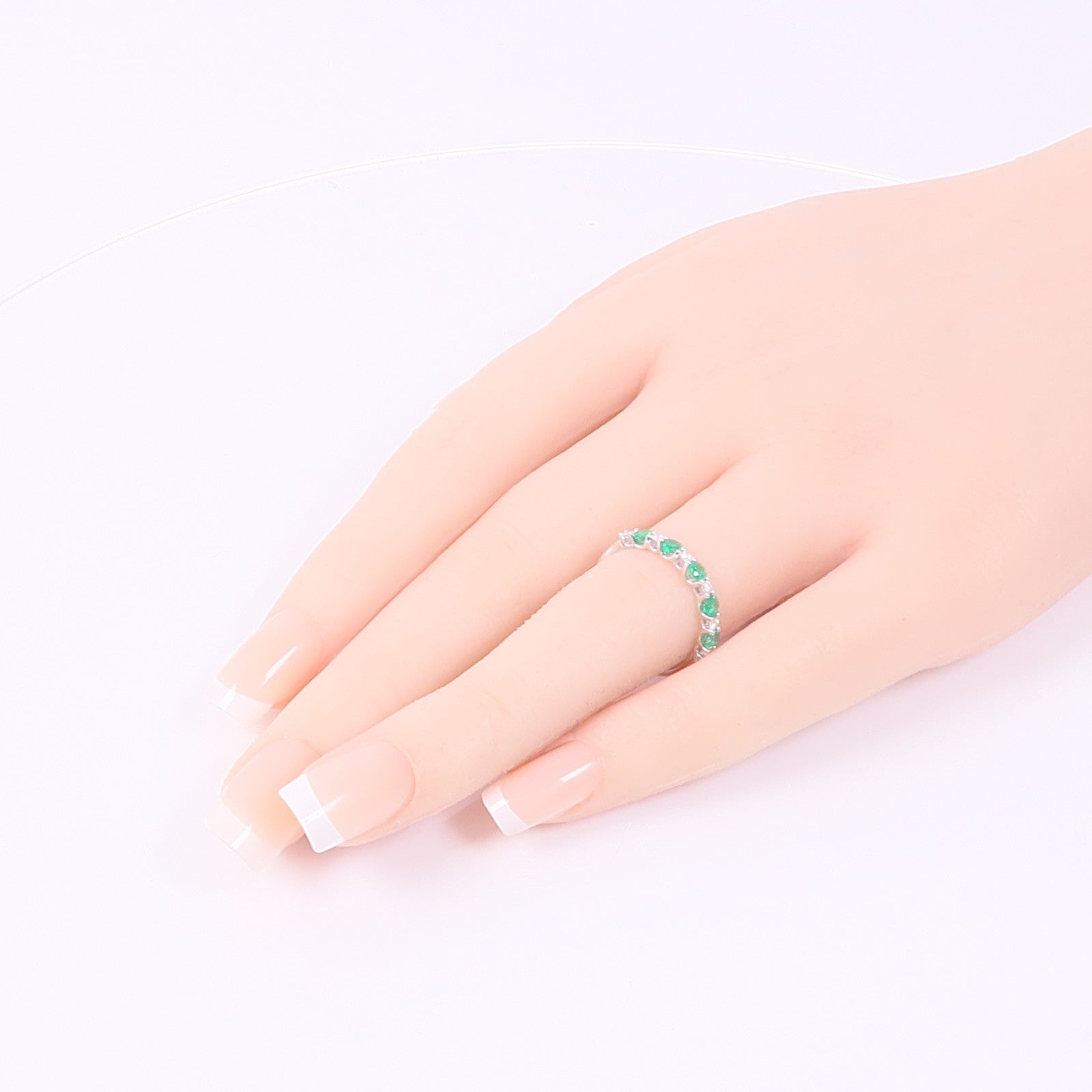 JEWELRY 18K白金Emerald Diamond Ring綠寶石/鑽石戒指US#6.5
