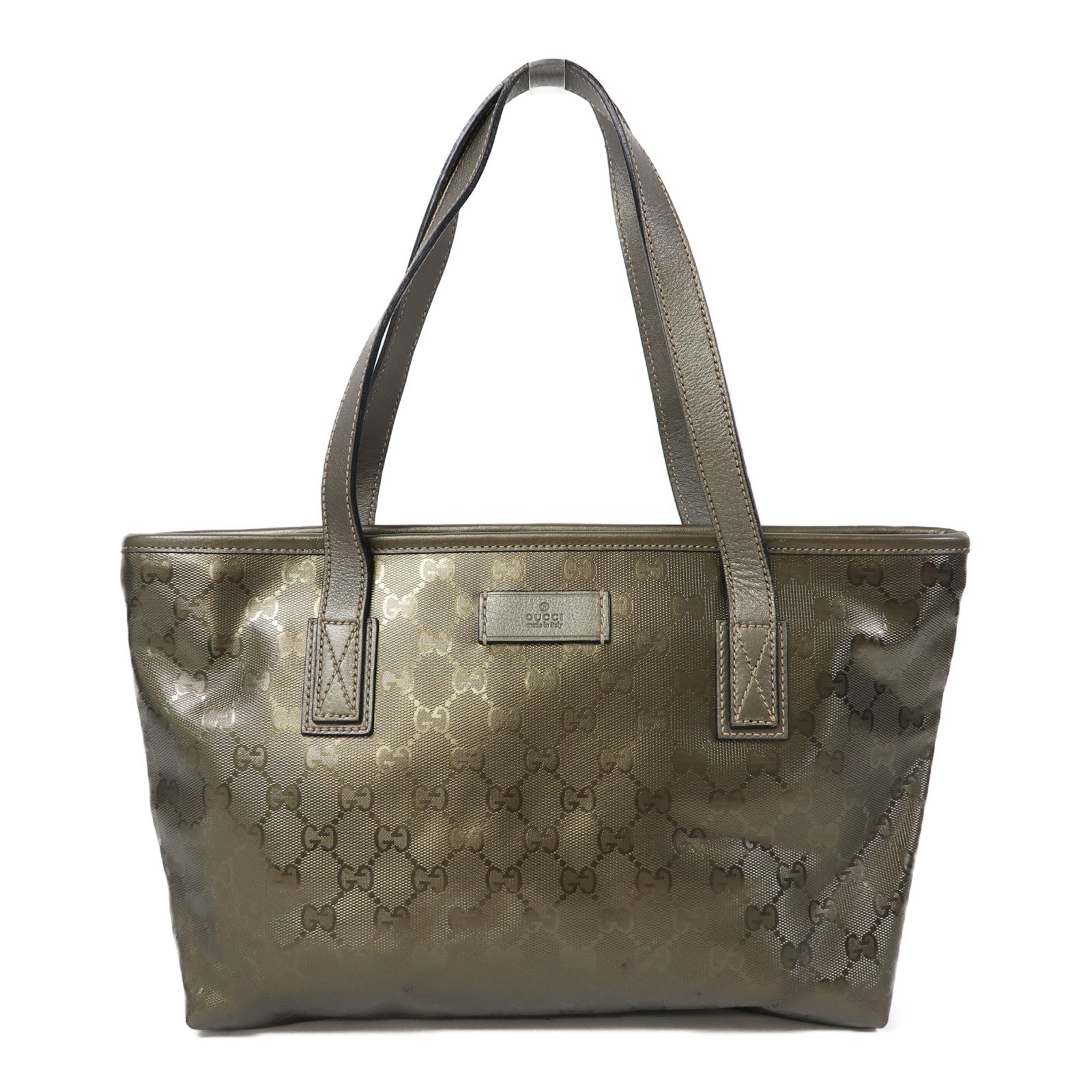 GUCCI 塗層帆布Tote Bag銀扣肩背袋古銅色 Brand Off Hong Kong Online Store