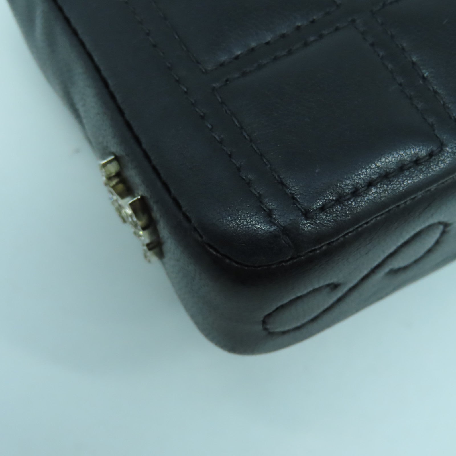 CHANEL 【清倉大減價】牛皮皮革Chain Shoulder Bag銀扣鏈帶肩背袋黑色