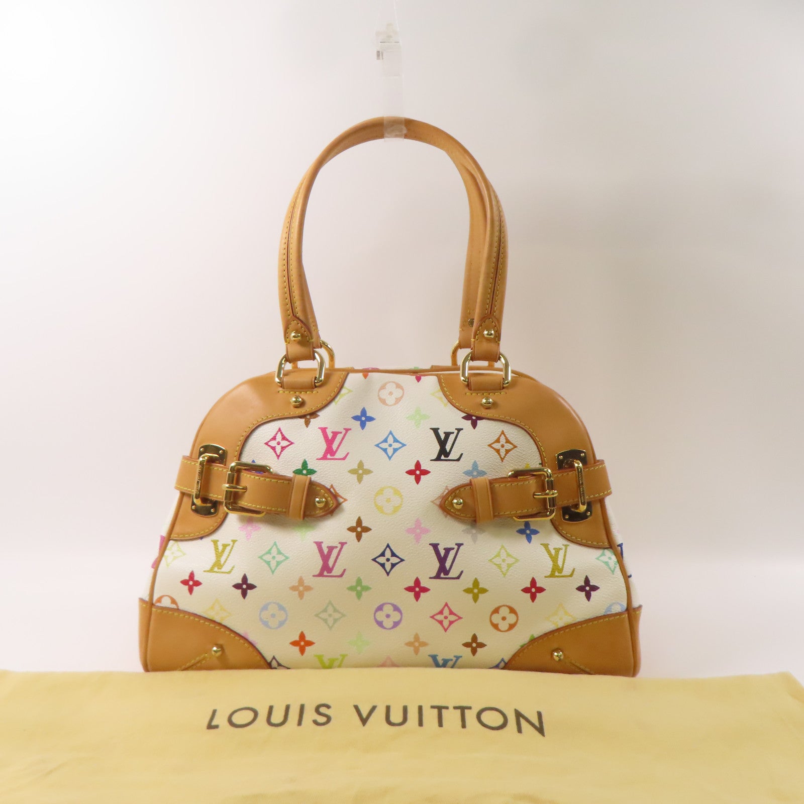 LOUIS VUITTON Monogram Multicolore Claudia金扣肩背袋白色/彩色