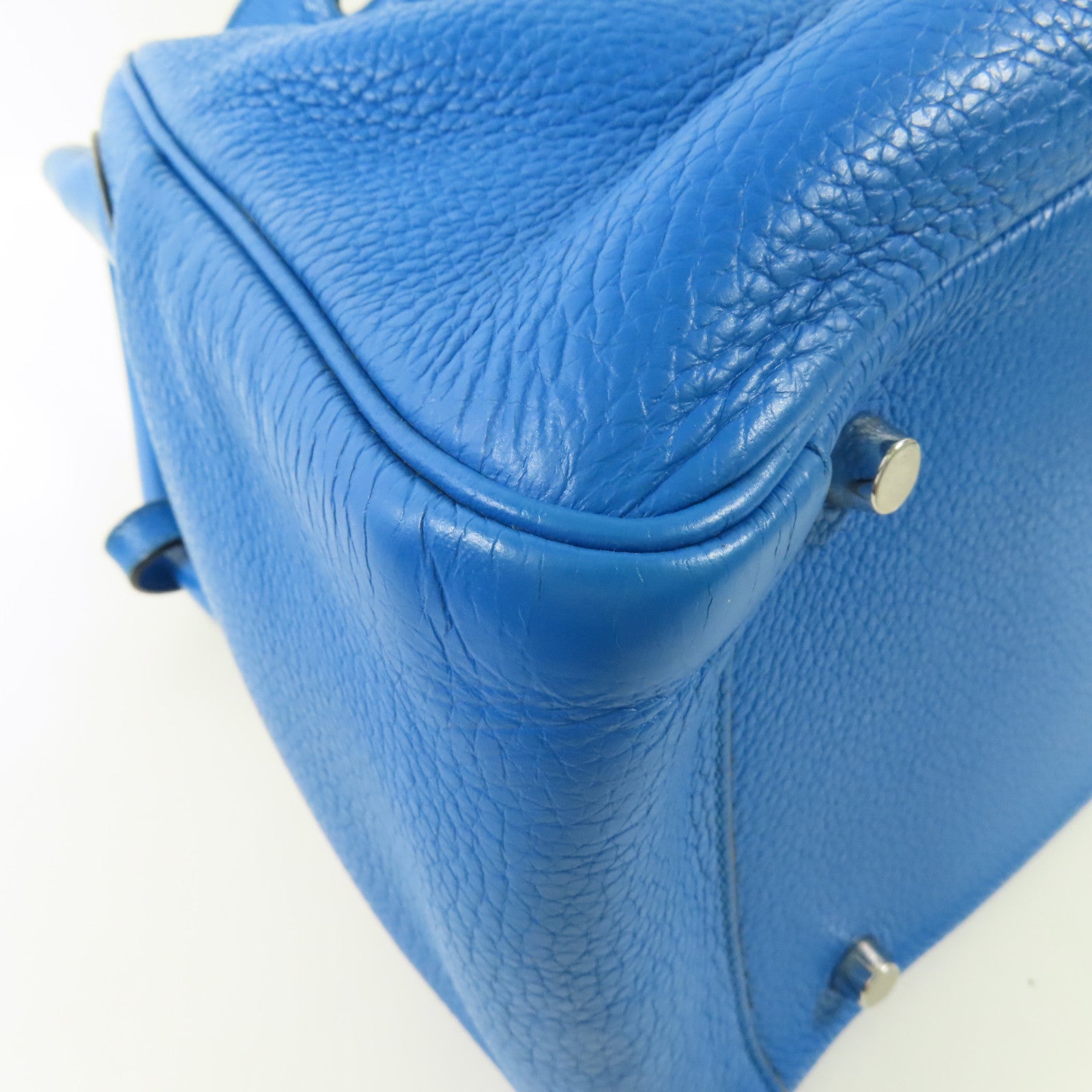 HERMES Clemence皮革Lindy 30銀扣手挽肩背兩用袋B3 Blue Zanzibar