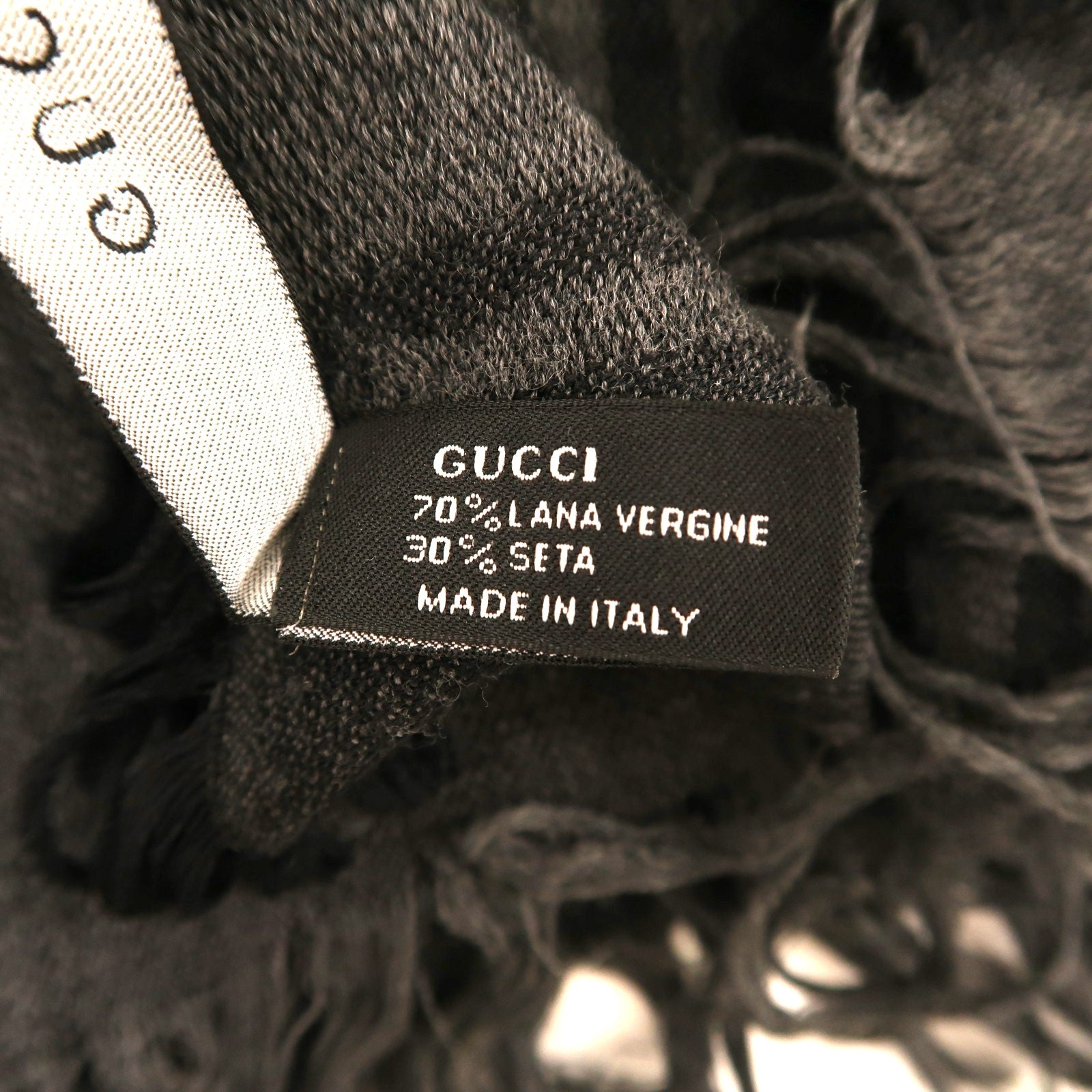 GUCCI 羊毛/絲質Scarf圍巾黑色