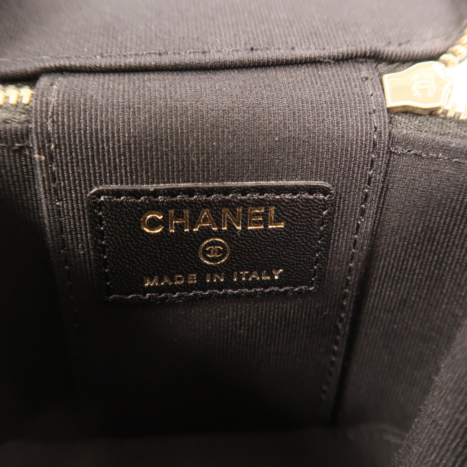 CHANEL 羊皮皮革Vanity Case金扣鏈帶手挽肩背兩用袋