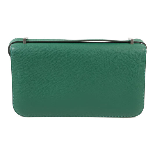 HERMES Epsom皮革Constance Elan銀扣肩背袋Vert Moyen