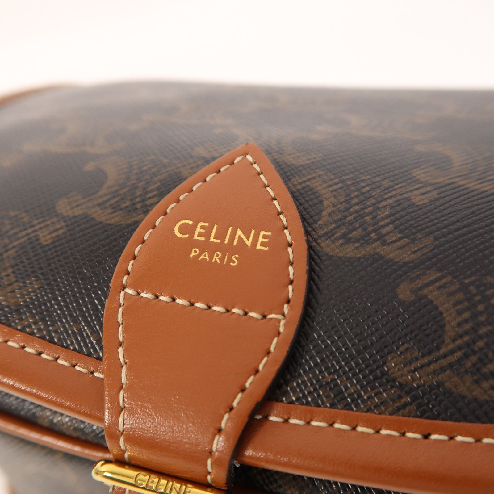 CELINE 塗層帆布Folco金扣肩背袋