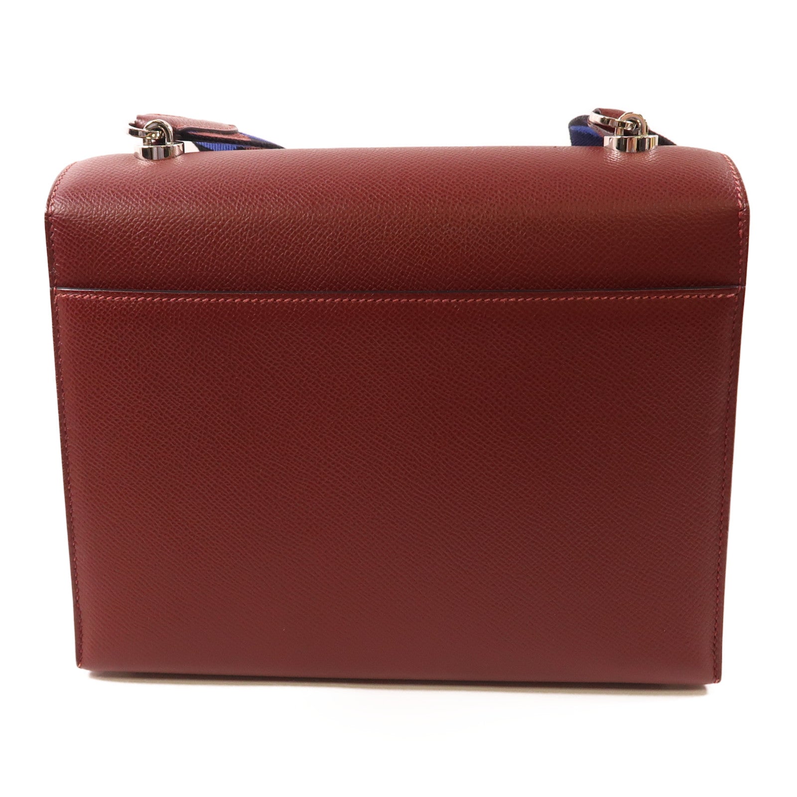 HERMES 【激減優惠】Epsom皮革Verrou 23 銀扣肩背袋55 Rouge H
