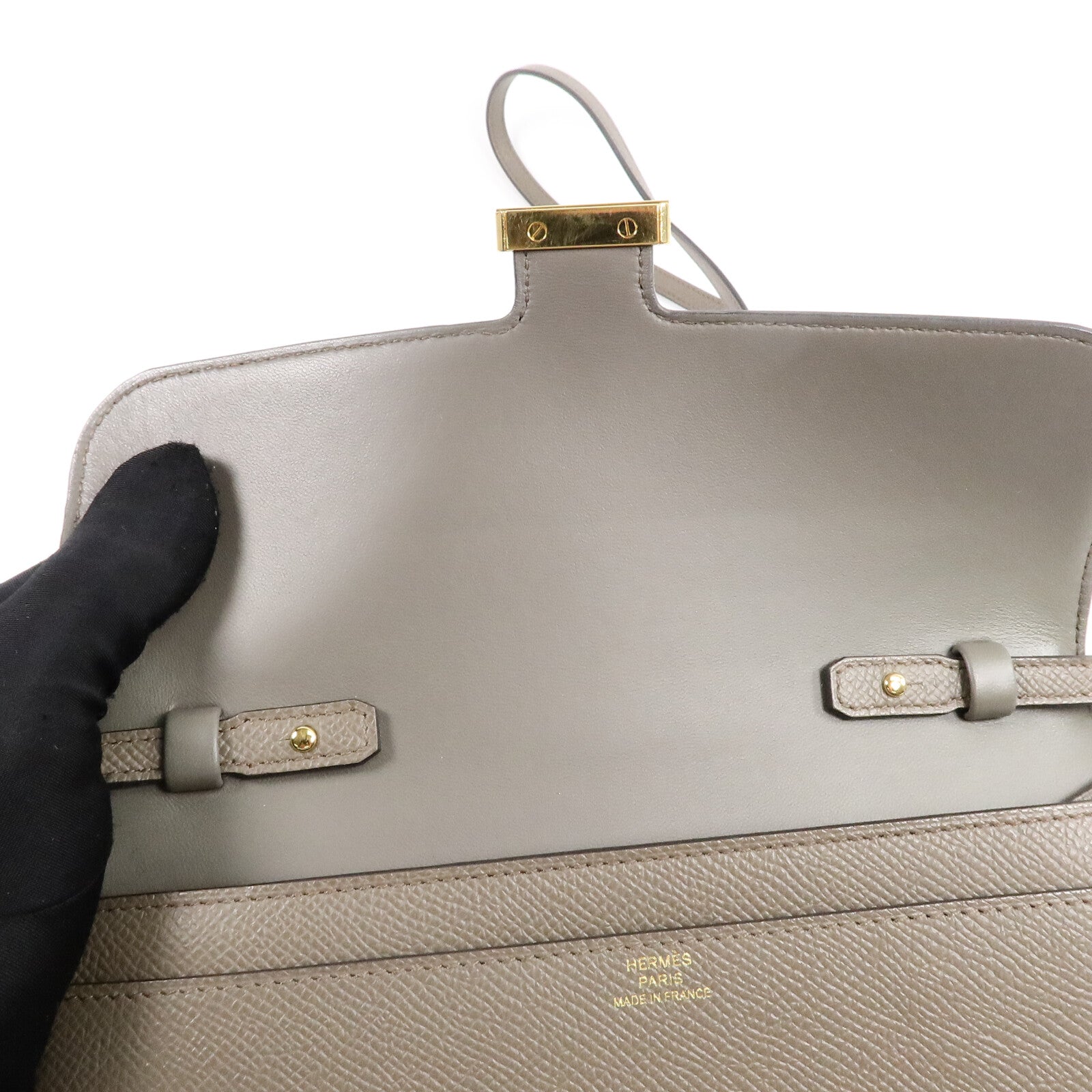 HERMES Epsom皮革Constance To Go肩背袋Etain