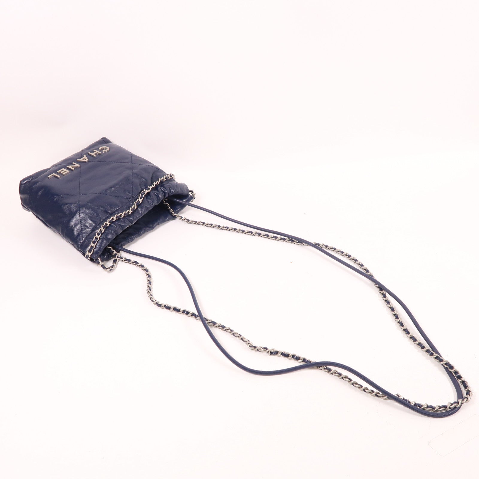 CHANEL 【激減優惠】牛皮皮革Mini 22銀扣鏈帶肩背袋