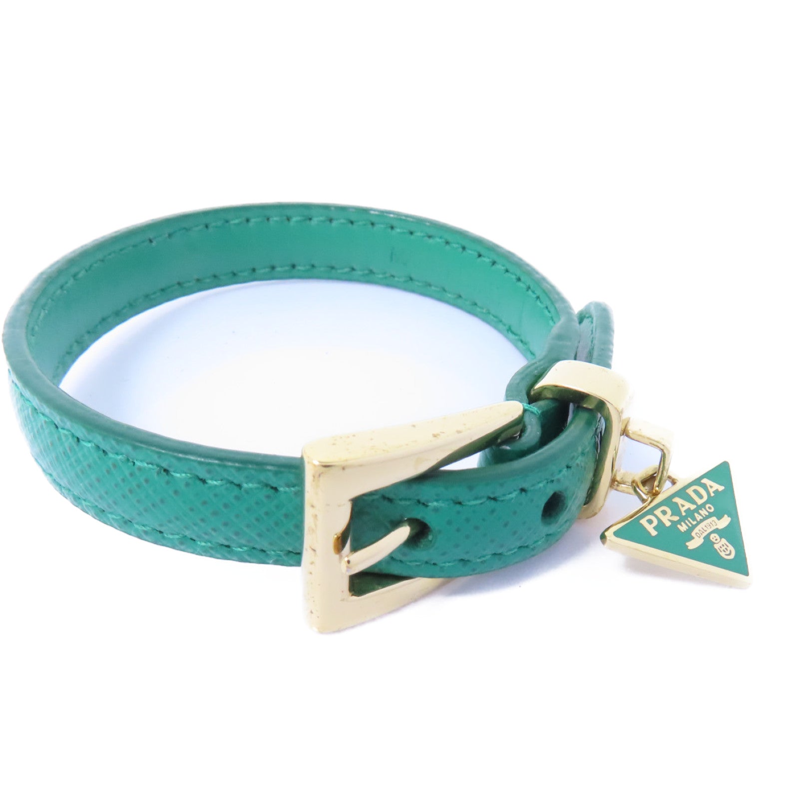 PRADA 牛皮皮革/金屬Bracelet手鏈綠色/金色