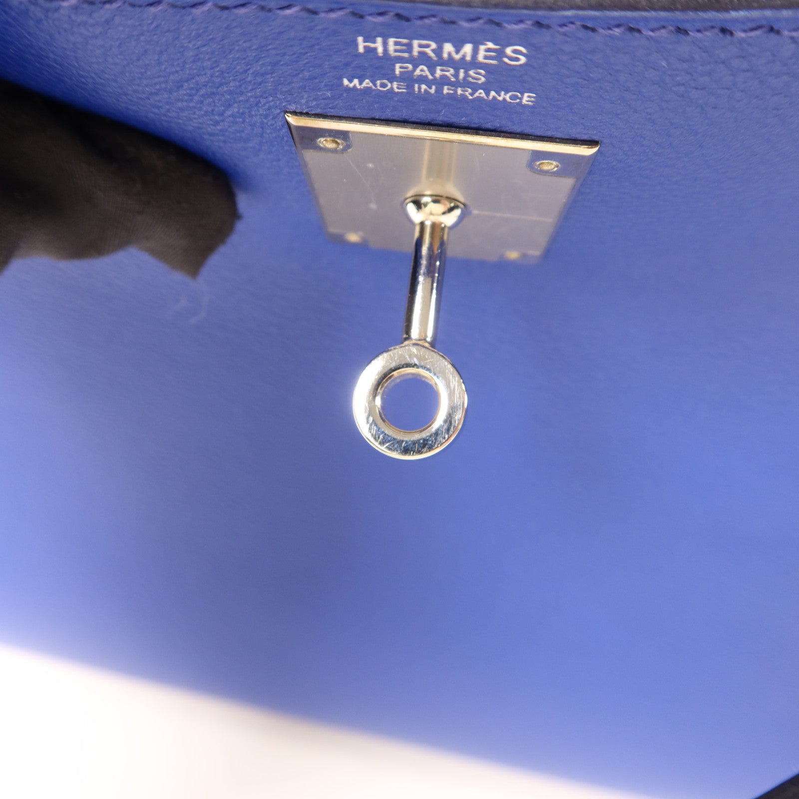 HERMES 【激減優惠】Evercolor皮革Kelly 28銀扣手挽肩背兩用袋Bleu Royal