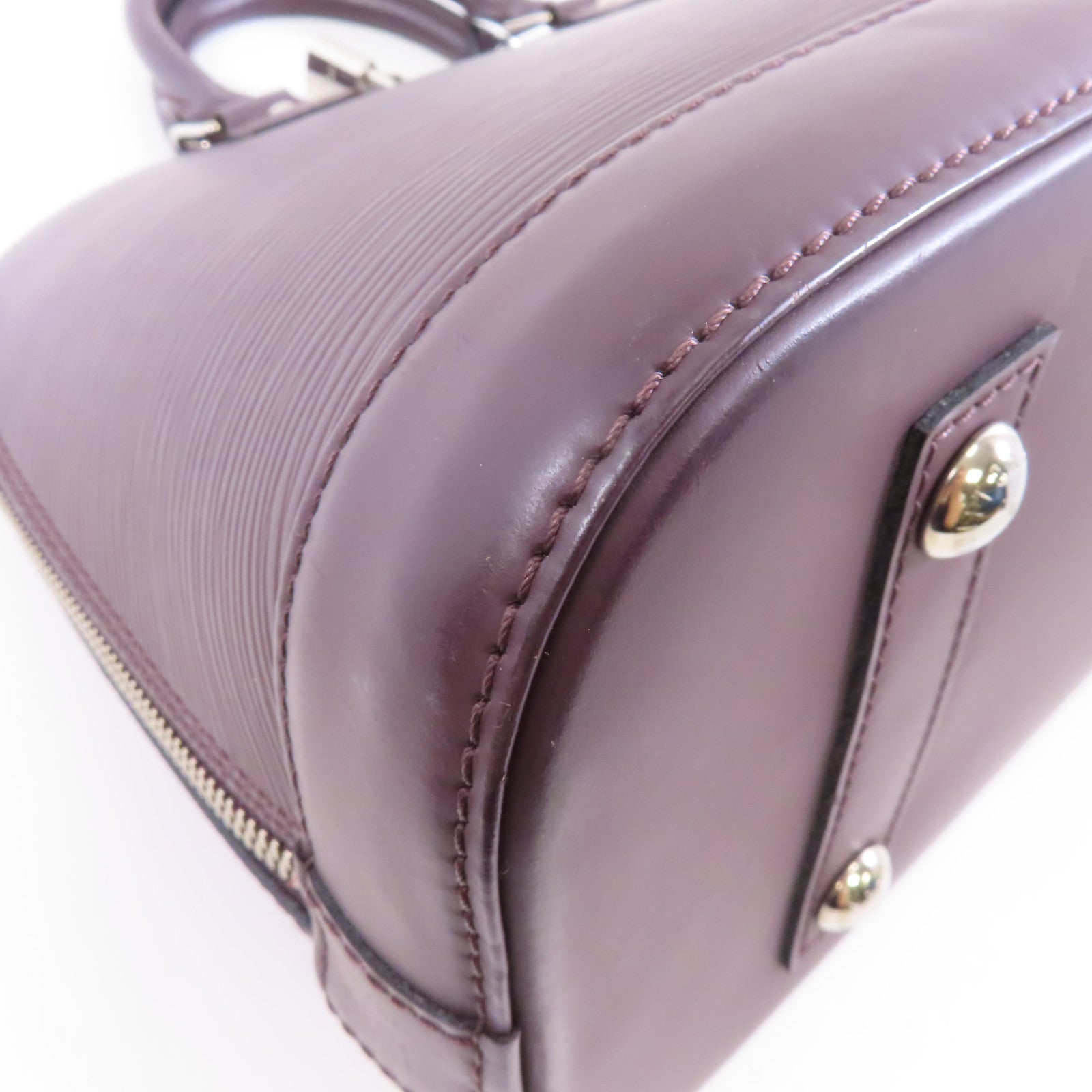 LOUIS VUITTON Epi Alma PM銀扣手挽袋紫色
