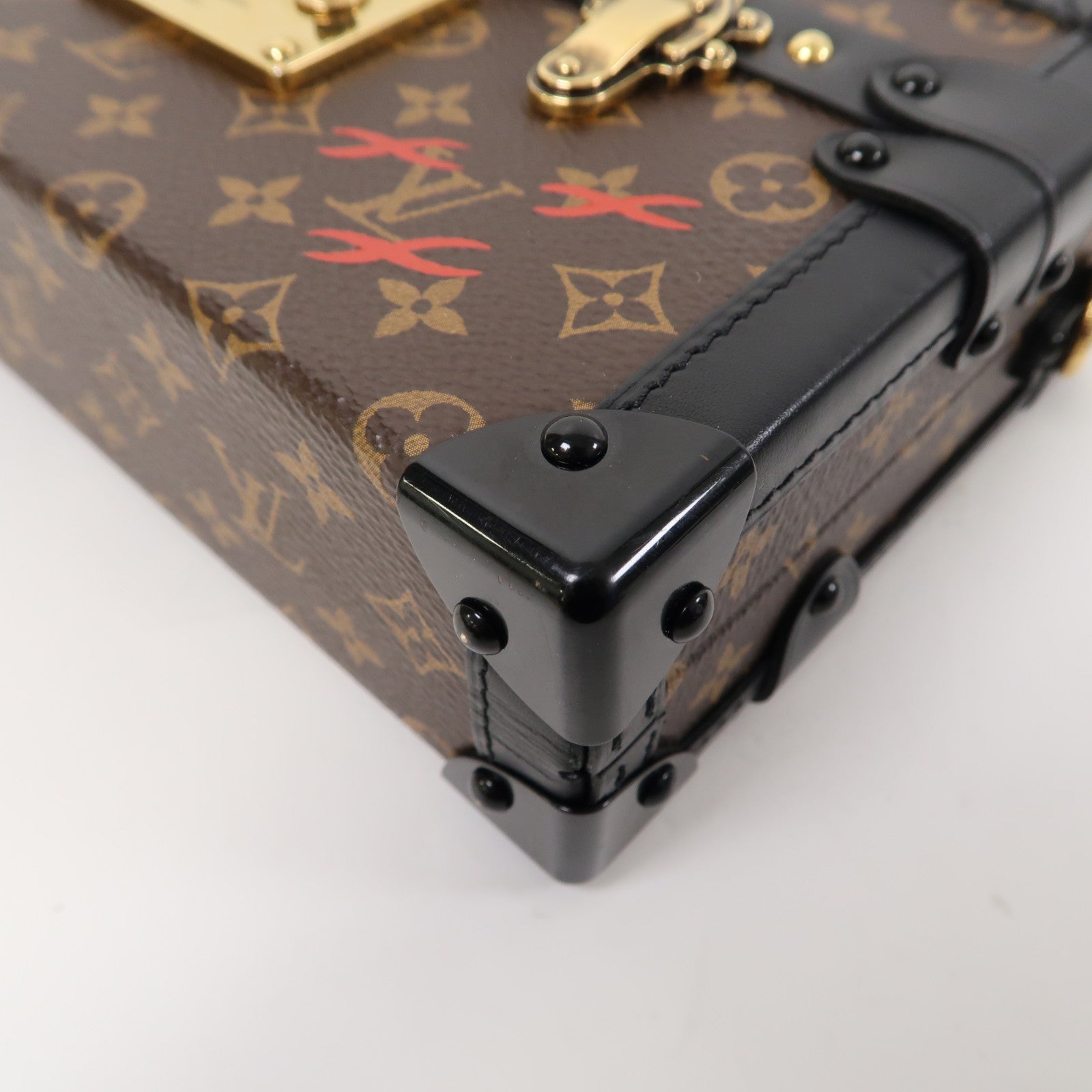 LOUIS VUITTON Monogram Petite Malle金扣肩背袋啡色/黑色