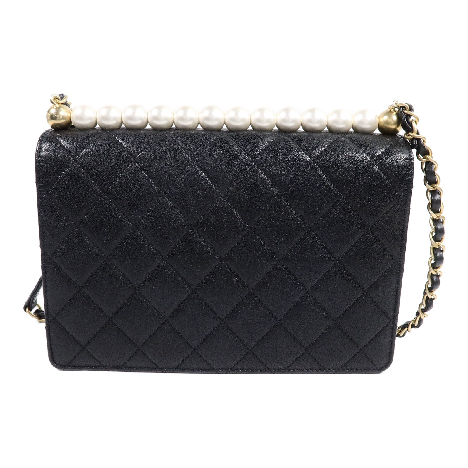 CHANEL 牛皮皮革Pearl Flap Bag鏈帶肩背袋