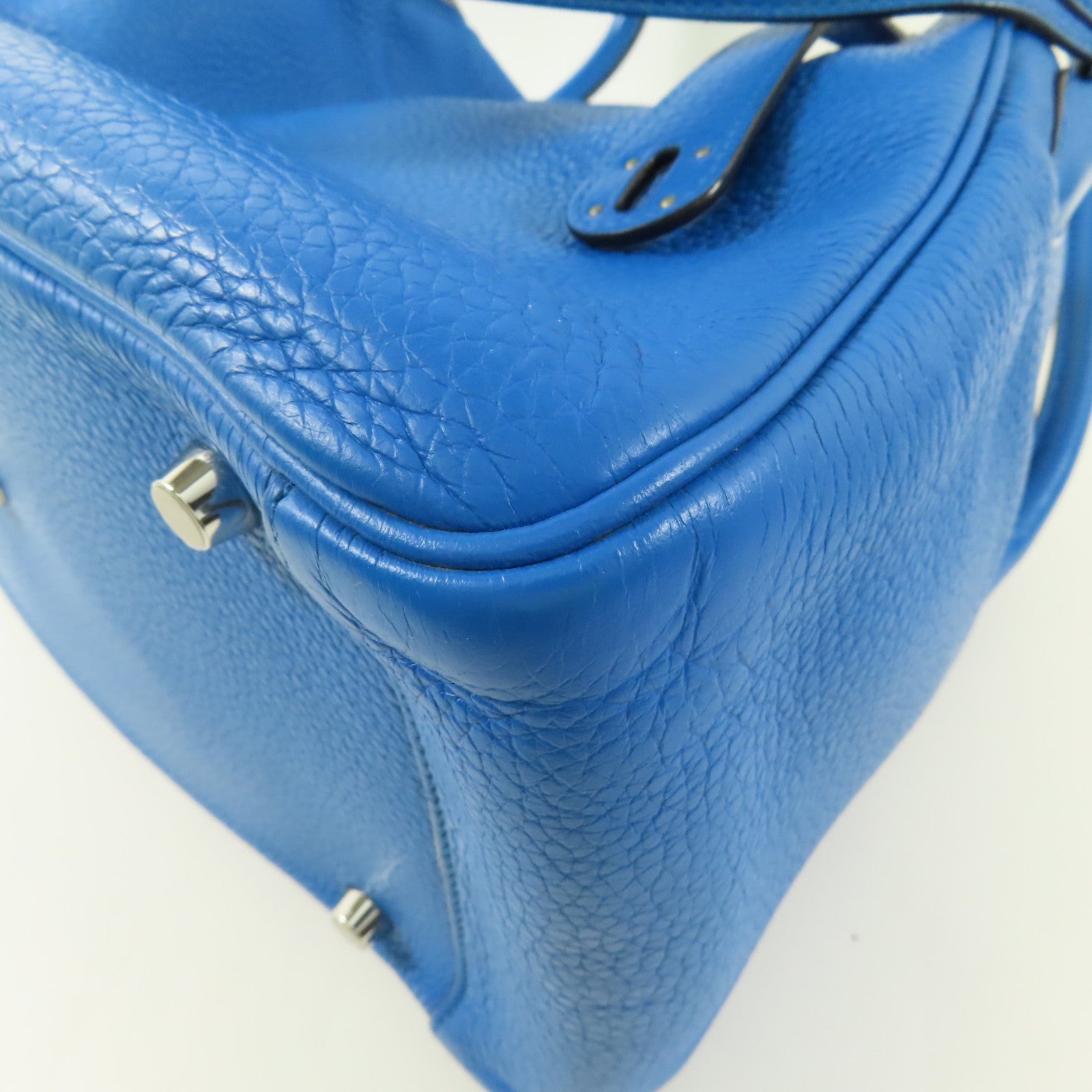 HERMES Clemence皮革Lindy 30銀扣手挽肩背兩用袋B3 Blue Zanzibar