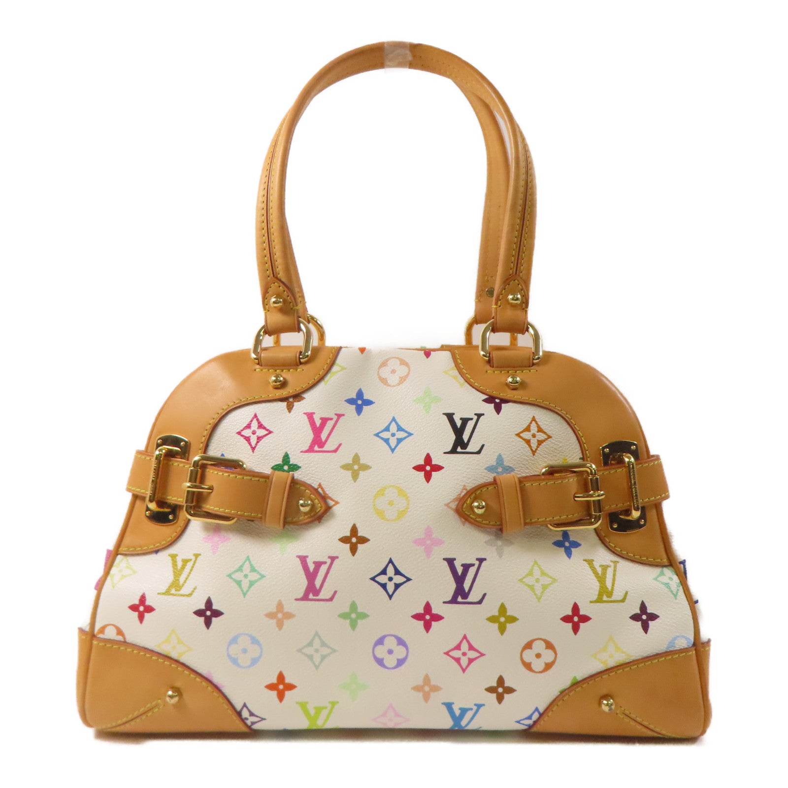 LOUIS VUITTON Monogram Multicolore Claudia金扣肩背袋白色/彩色