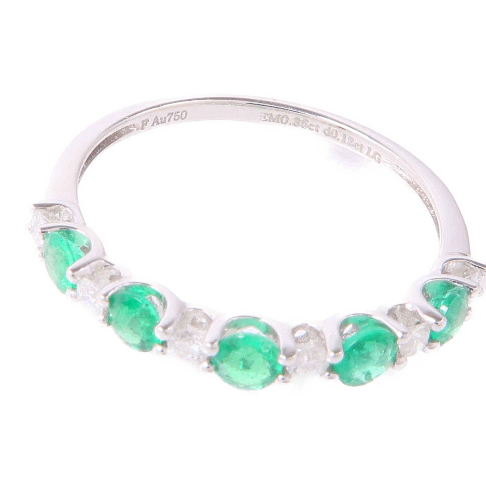 JEWELRY 18K白金Emerald Diamond Ring綠寶石/鑽石戒指US#6.5