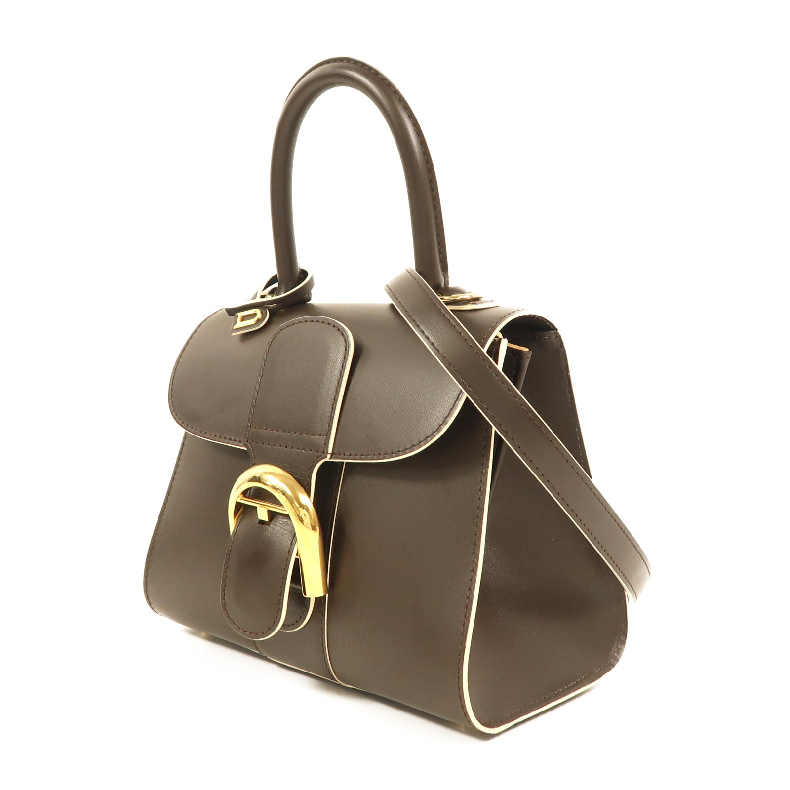 Delvaux 牛皮皮革Brillant Mini金扣手挽肩背兩用袋