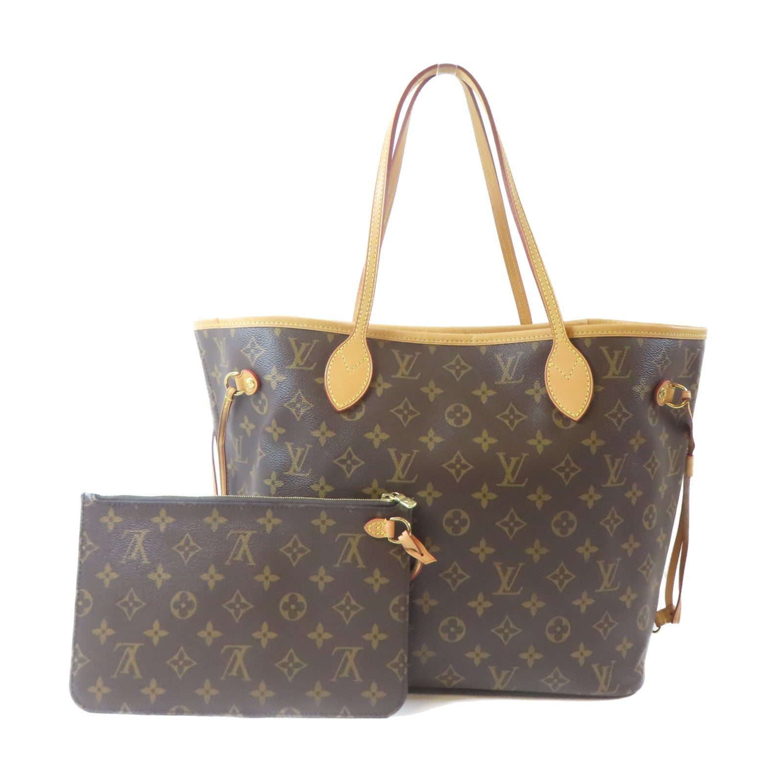 LOUIS VUITTON Monogram Neverfull金扣手挽袋啡色