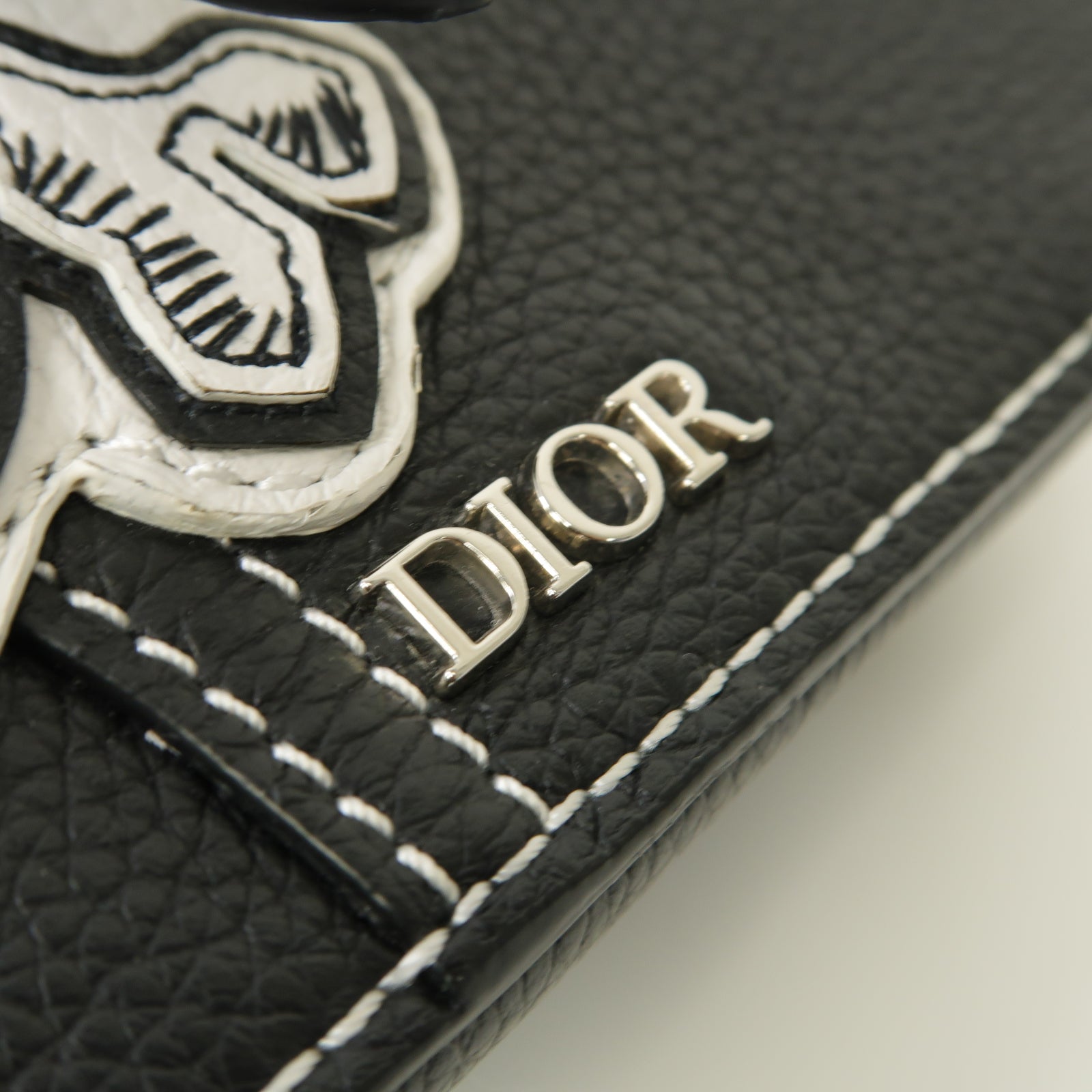 Dior 【激減優惠】牛皮皮革Dior x Shawn Stussy Saddle Pouch銀扣肩背袋黑色