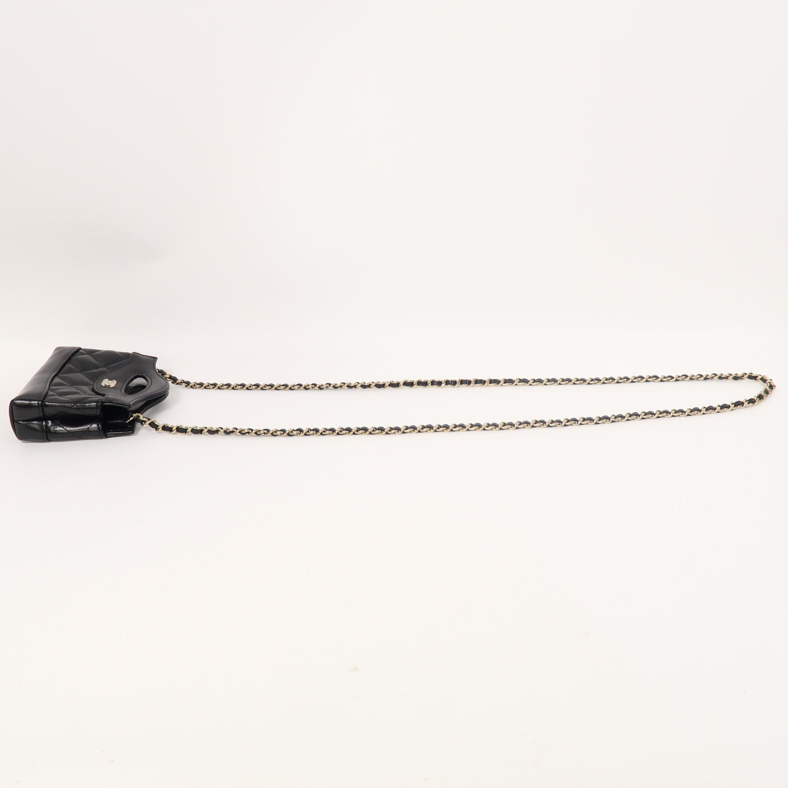 CHANEL 【激減優惠】菱格羊皮皮革Chain Shoulder金扣鏈帶肩背袋黑色
