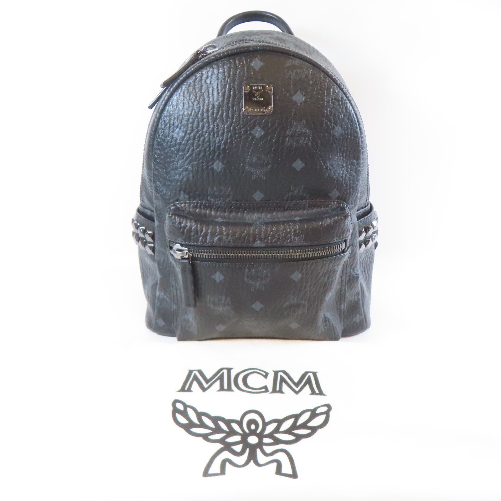 MCM 【激減優惠】牛皮皮革Backpack黑扣背包黑色