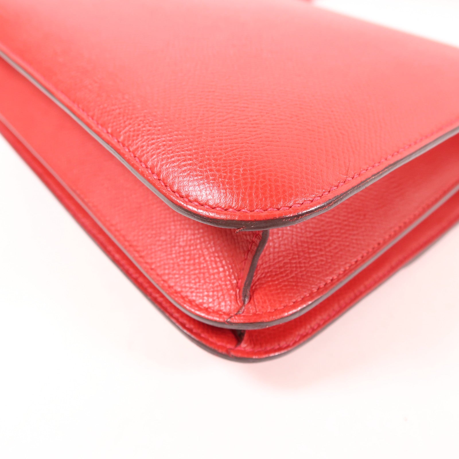 HERMES【激減優惠】 Epsom皮革Constance 24銀扣肩背袋Rouge Casaque
