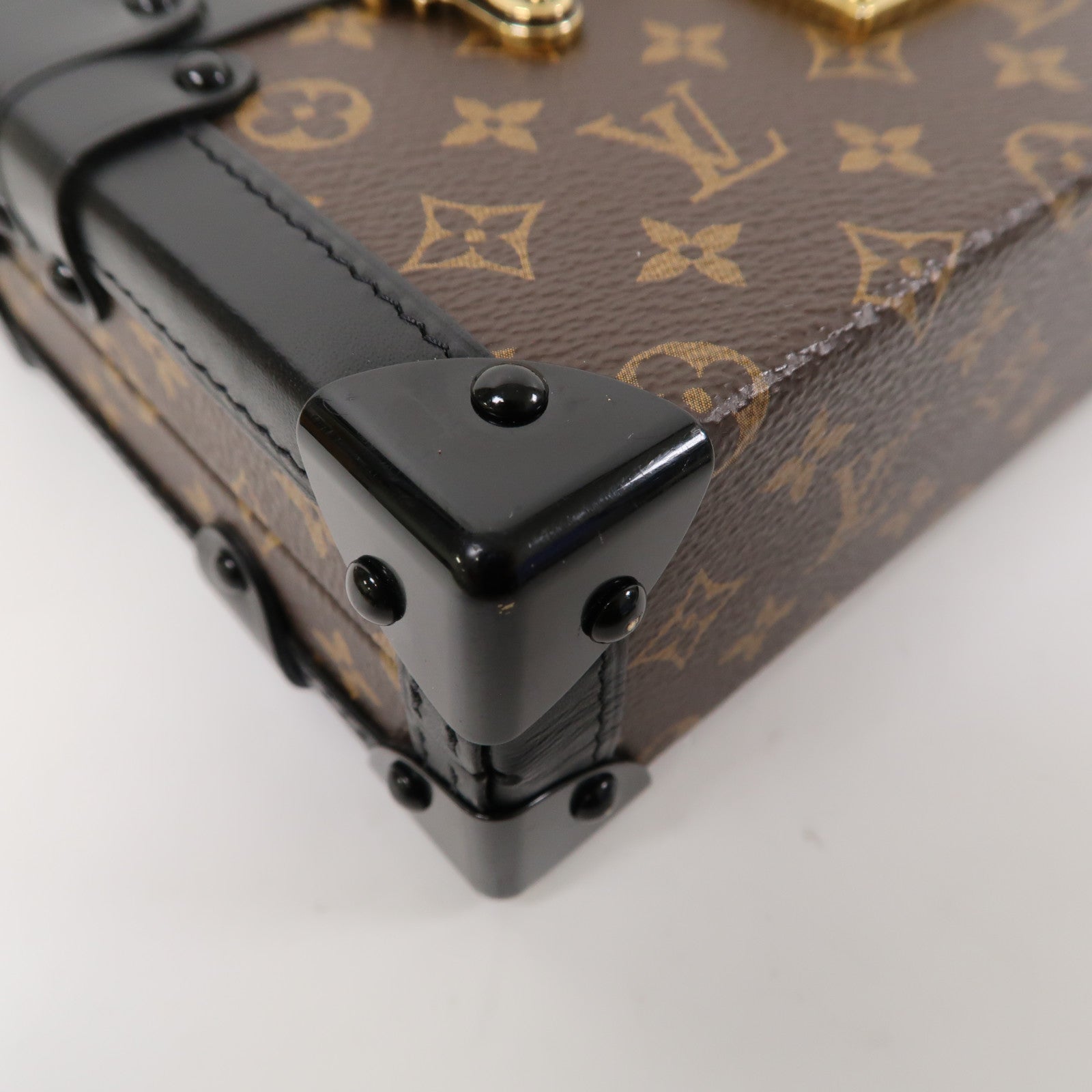 LOUIS VUITTON Monogram Petite Malle金扣肩背袋啡色/黑色