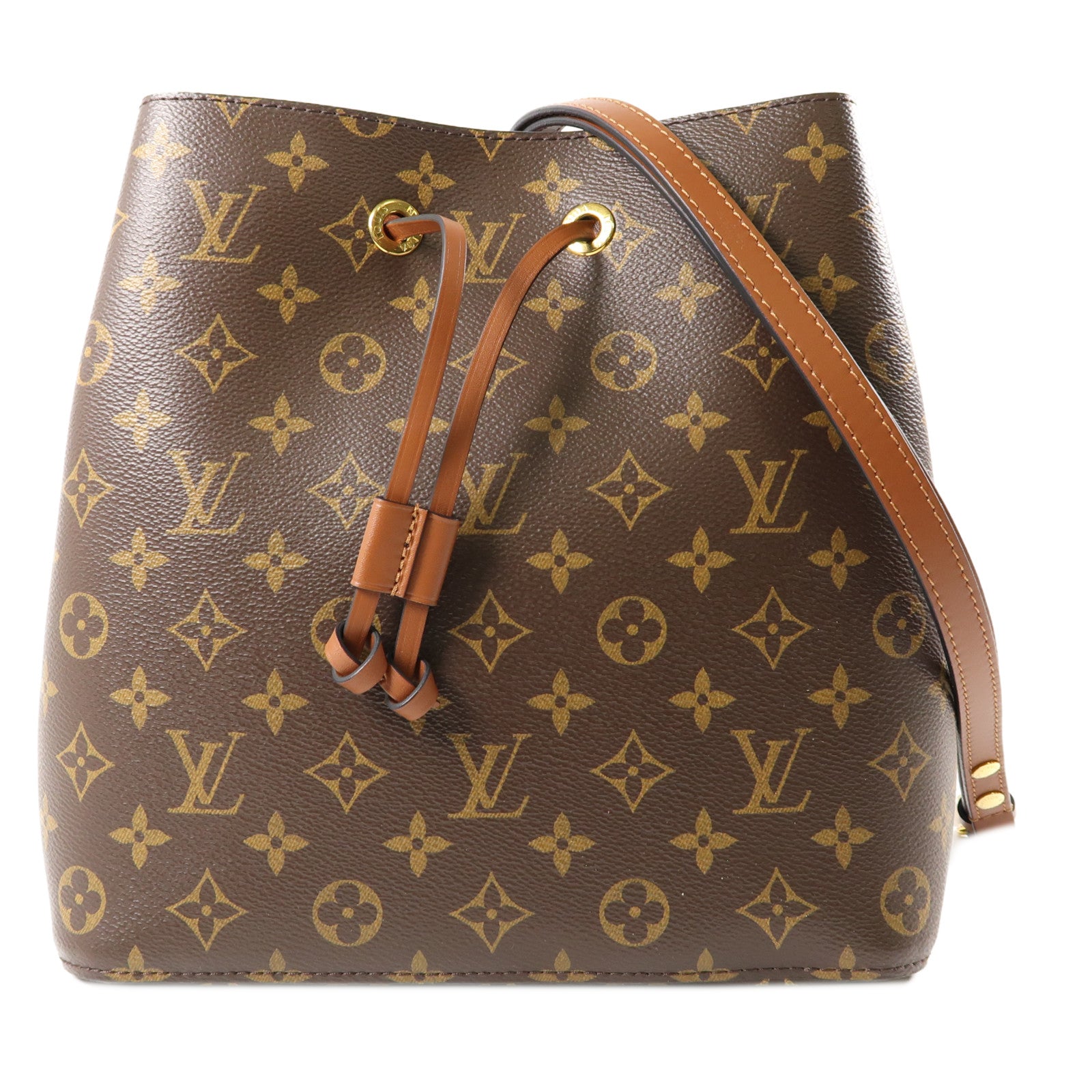 LOUIS VUITTON Monogram NeoNoe MM金扣肩背袋棕色