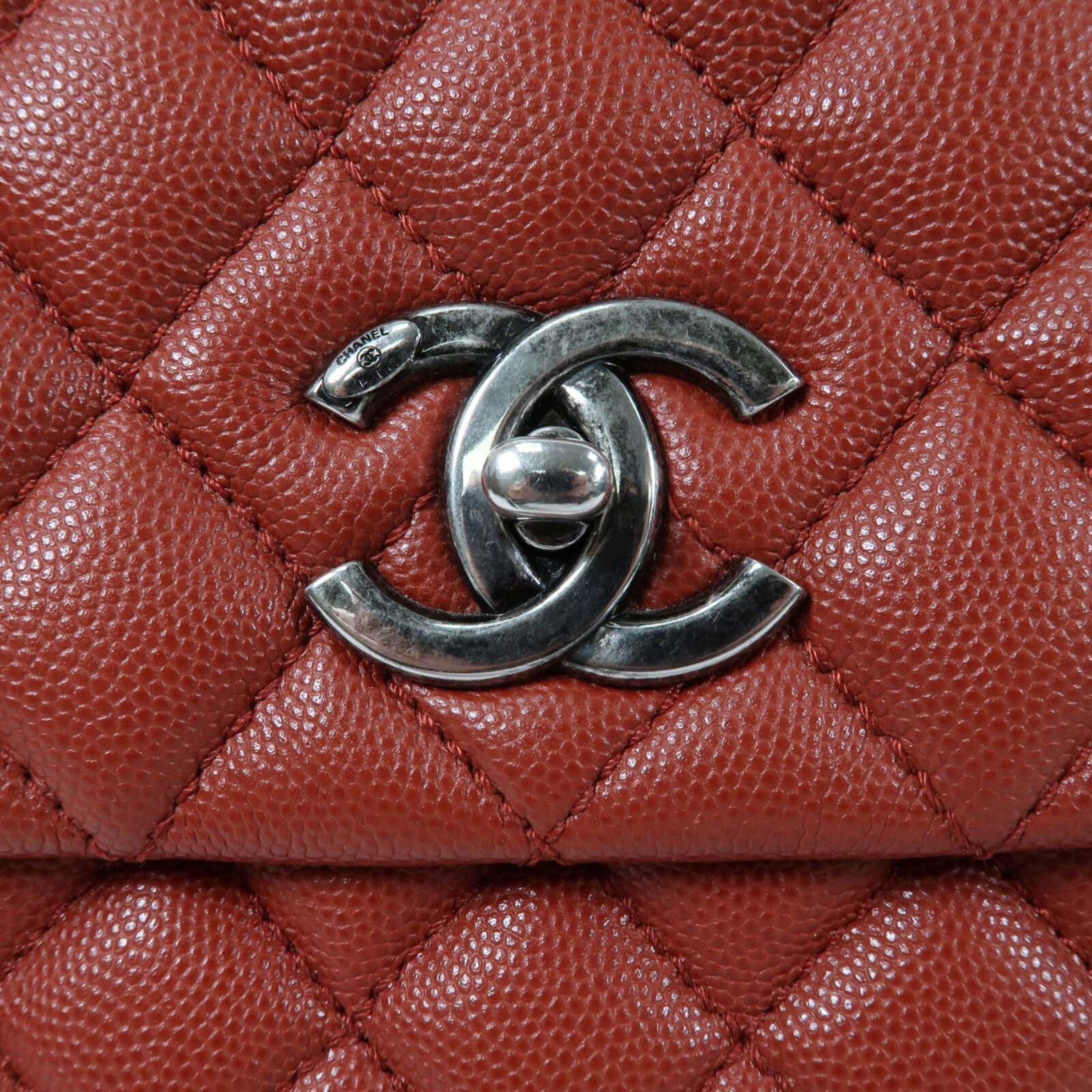 CHANEL 牛皮皮革COCO Handle Meclium鏈帶手挽肩背兩用袋