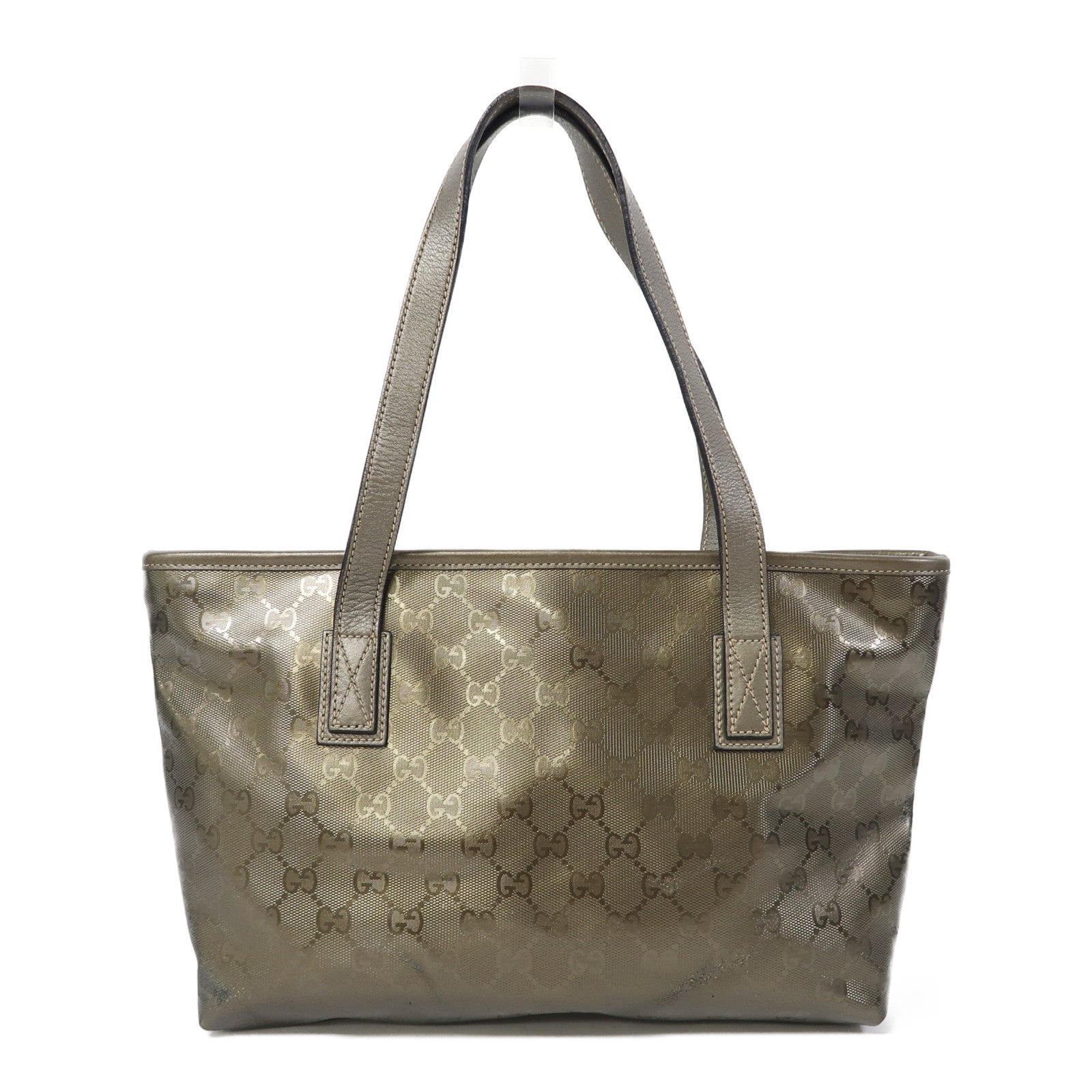 GUCCI 塗層帆布Tote Bag銀扣肩背袋古銅色 Brand Off Hong Kong Online Store