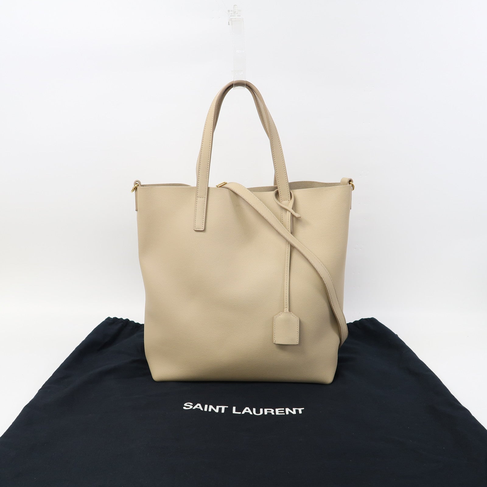 SAINT LAURENT 牛皮皮革Toy In Leather金扣手挽肩背兩用袋米色