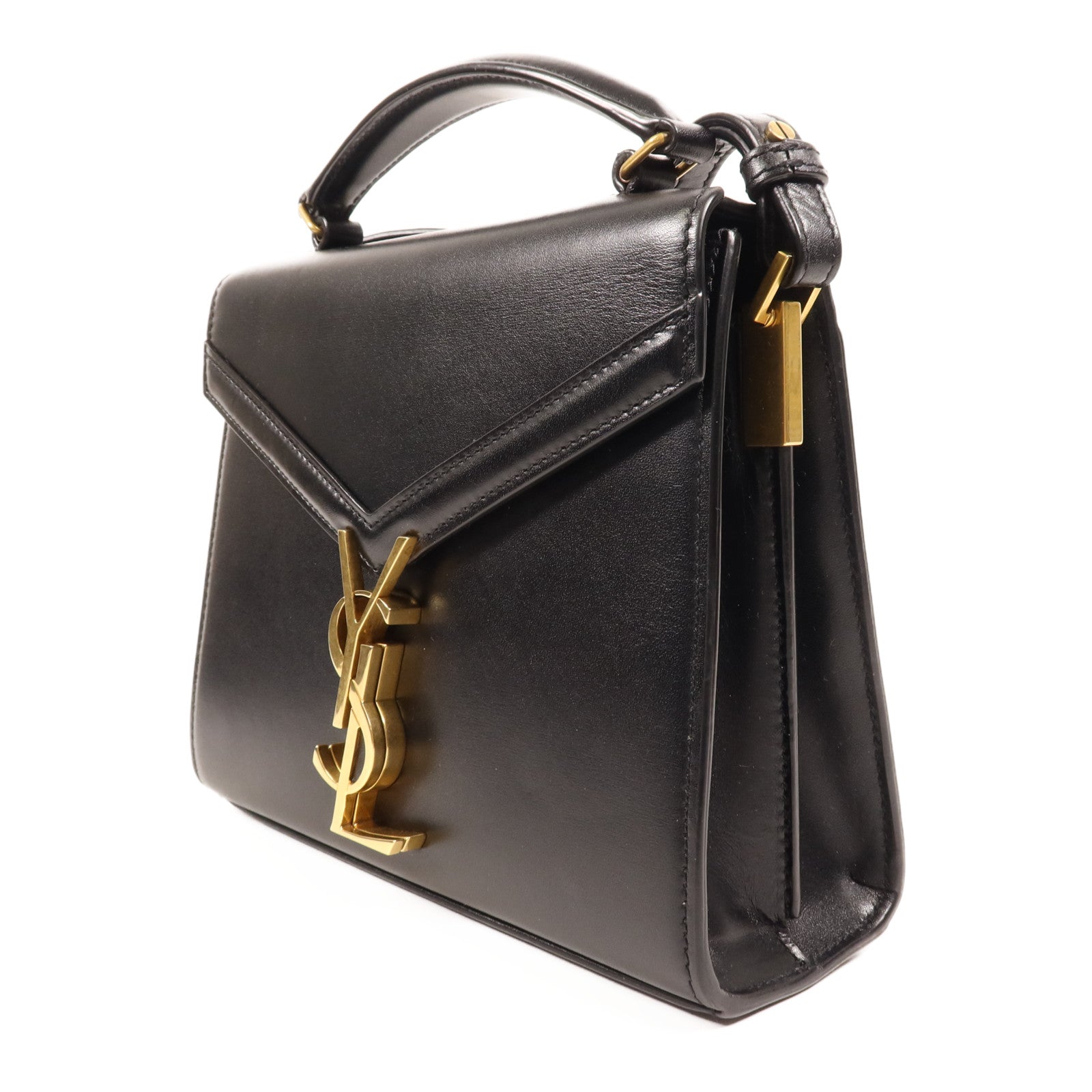 YVES SAINT LAURENT 牛皮皮革Cassandra Mini金扣手挽肩背兩用袋
