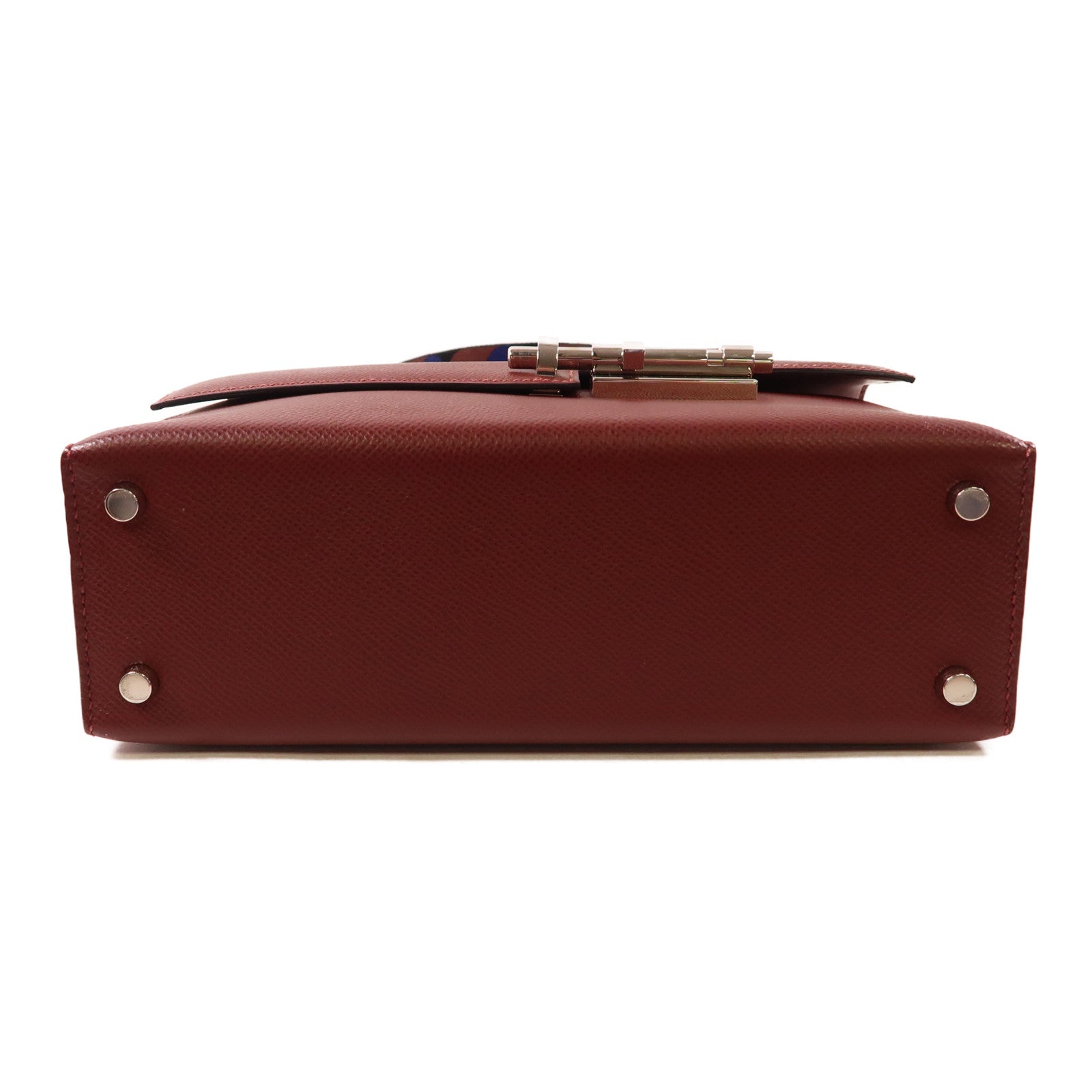 HERMES 【激減優惠】Epsom皮革Verrou 23 銀扣肩背袋55 Rouge H