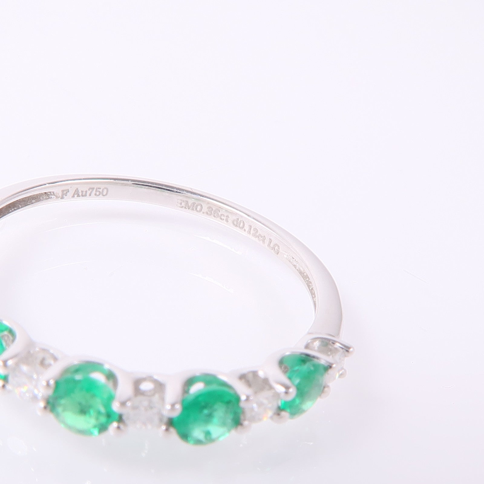 JEWELRY 18K白金Emerald Diamond Ring綠寶石/鑽石戒指US#6.5
