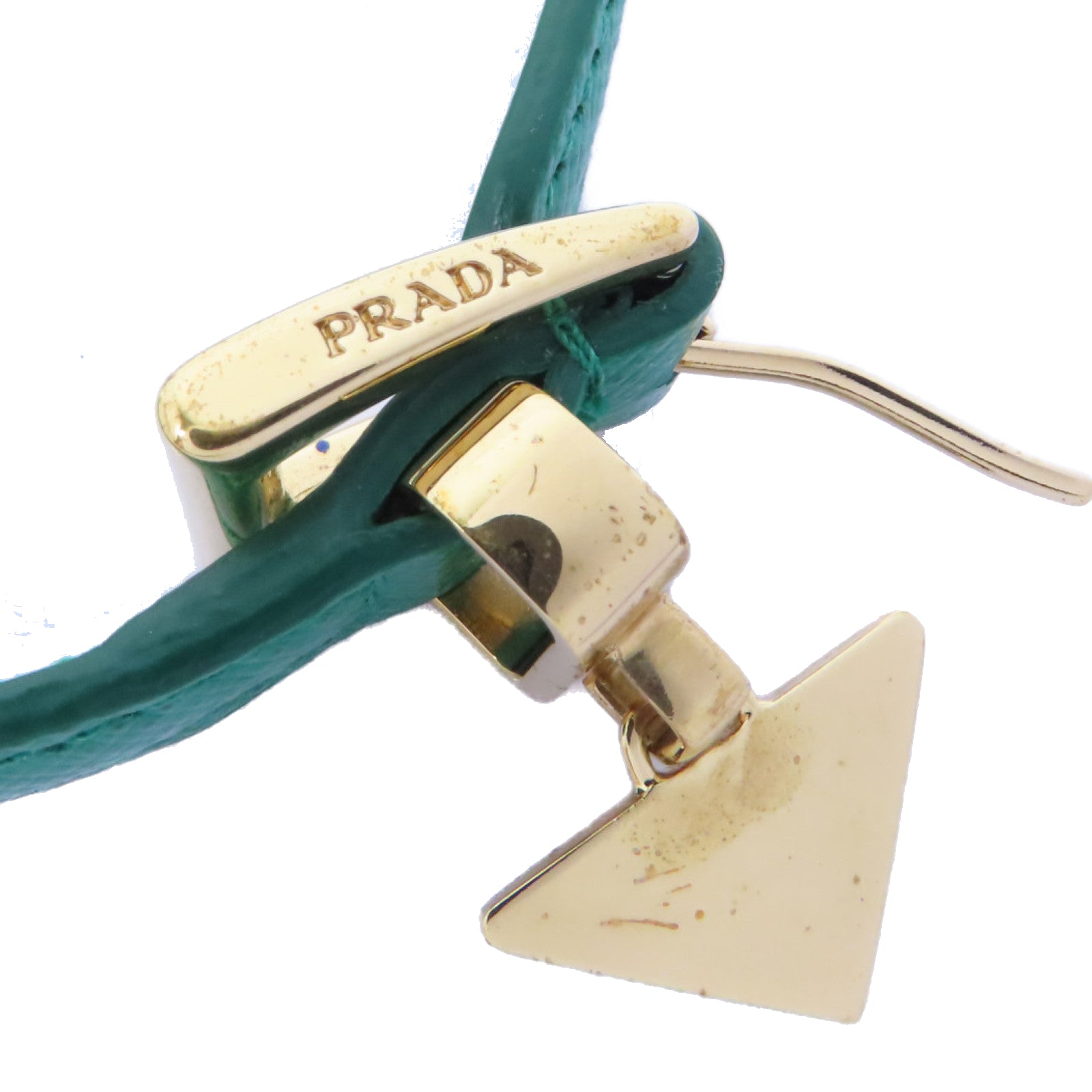 PRADA 牛皮皮革/金屬Bracelet手鏈綠色/金色