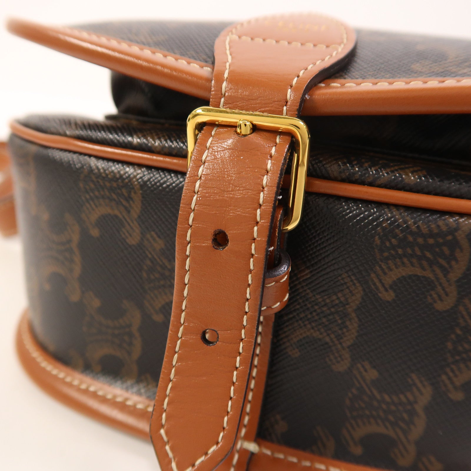 CELINE 塗層帆布Folco金扣肩背袋