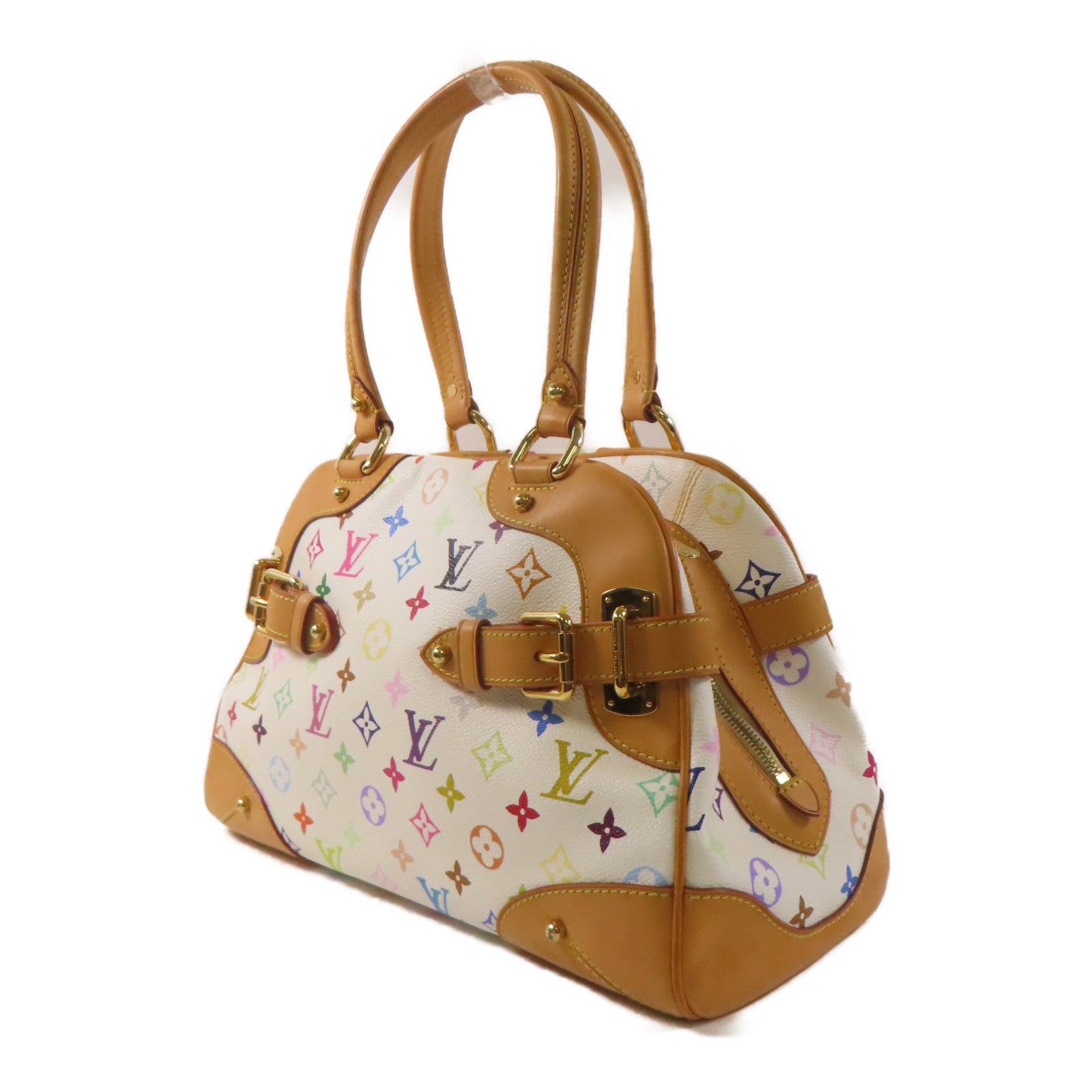 LOUIS VUITTON Monogram Multicolore Claudia金扣肩背袋白色/彩色