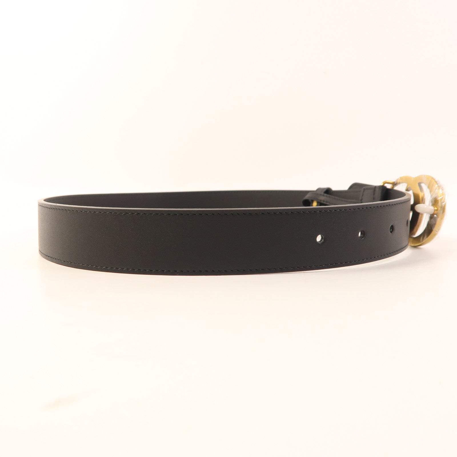 GUCCI GG GHW Belt 70 474516 Calfskin Leather Black