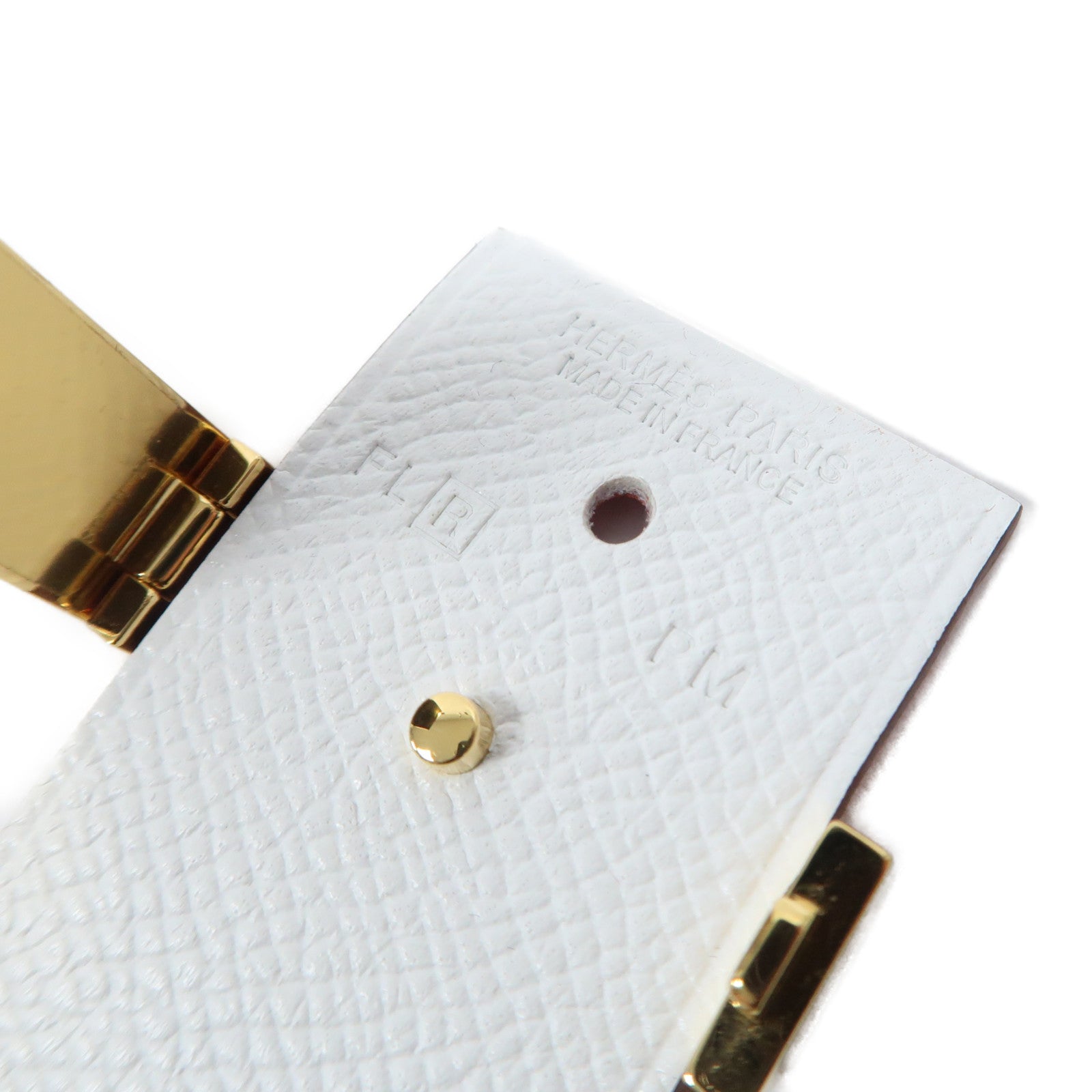 HERMES Epsom皮革Imprevisible Bracelet金扣手鐲白色/紅色