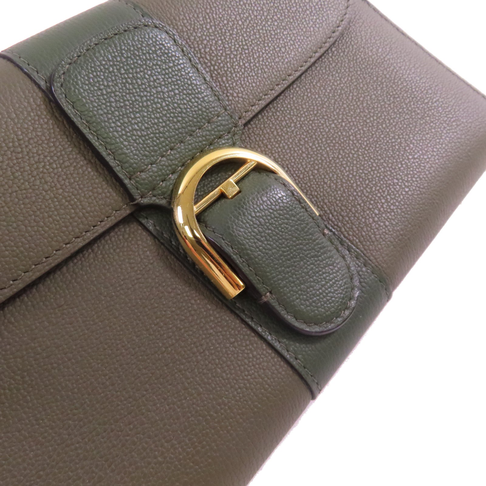 Delvaux 牛皮皮革Delvaux Brillant Wallet on Chain Shoulder Bag金扣鏈帶肩背袋深綠色