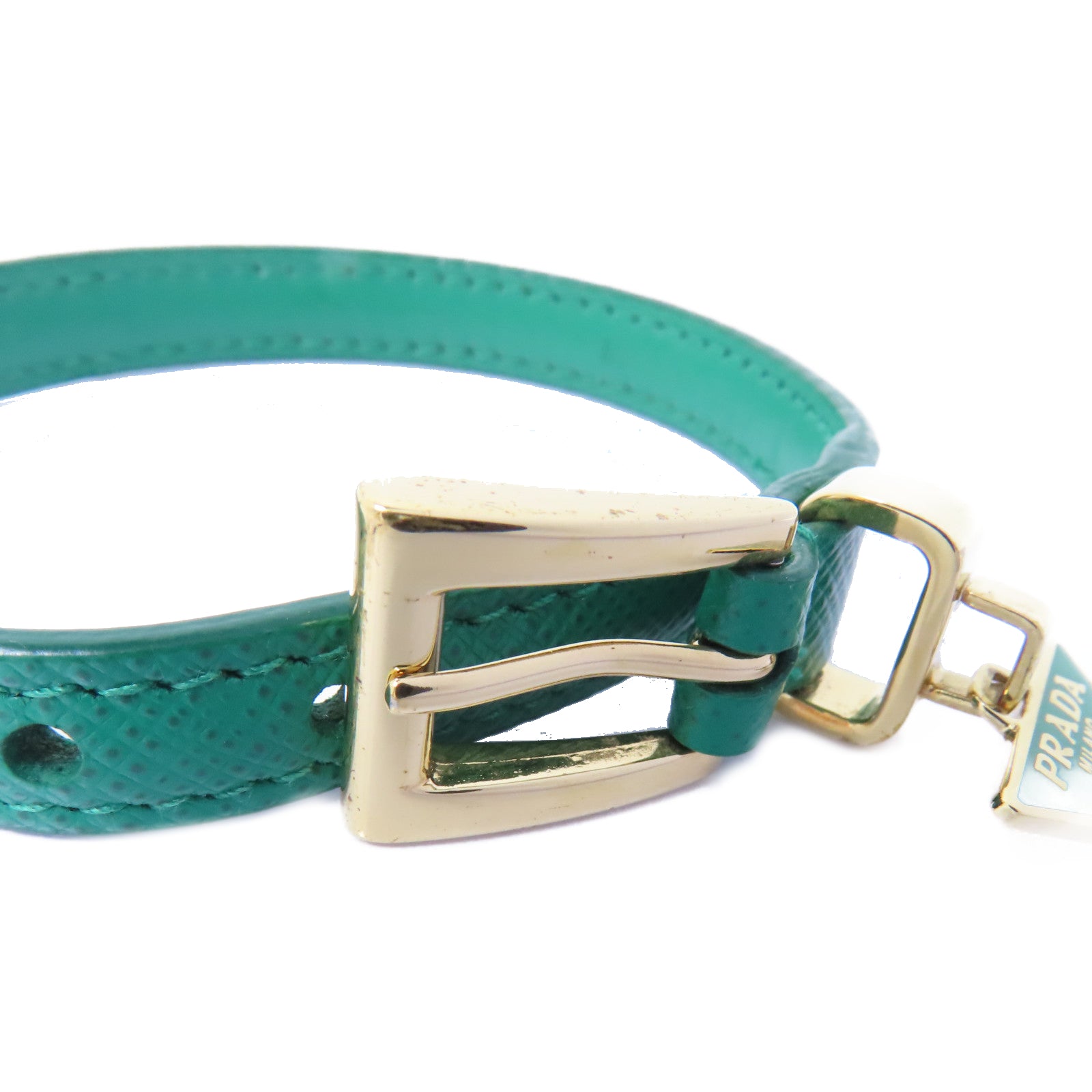 PRADA 牛皮皮革/金屬Bracelet手鏈綠色/金色