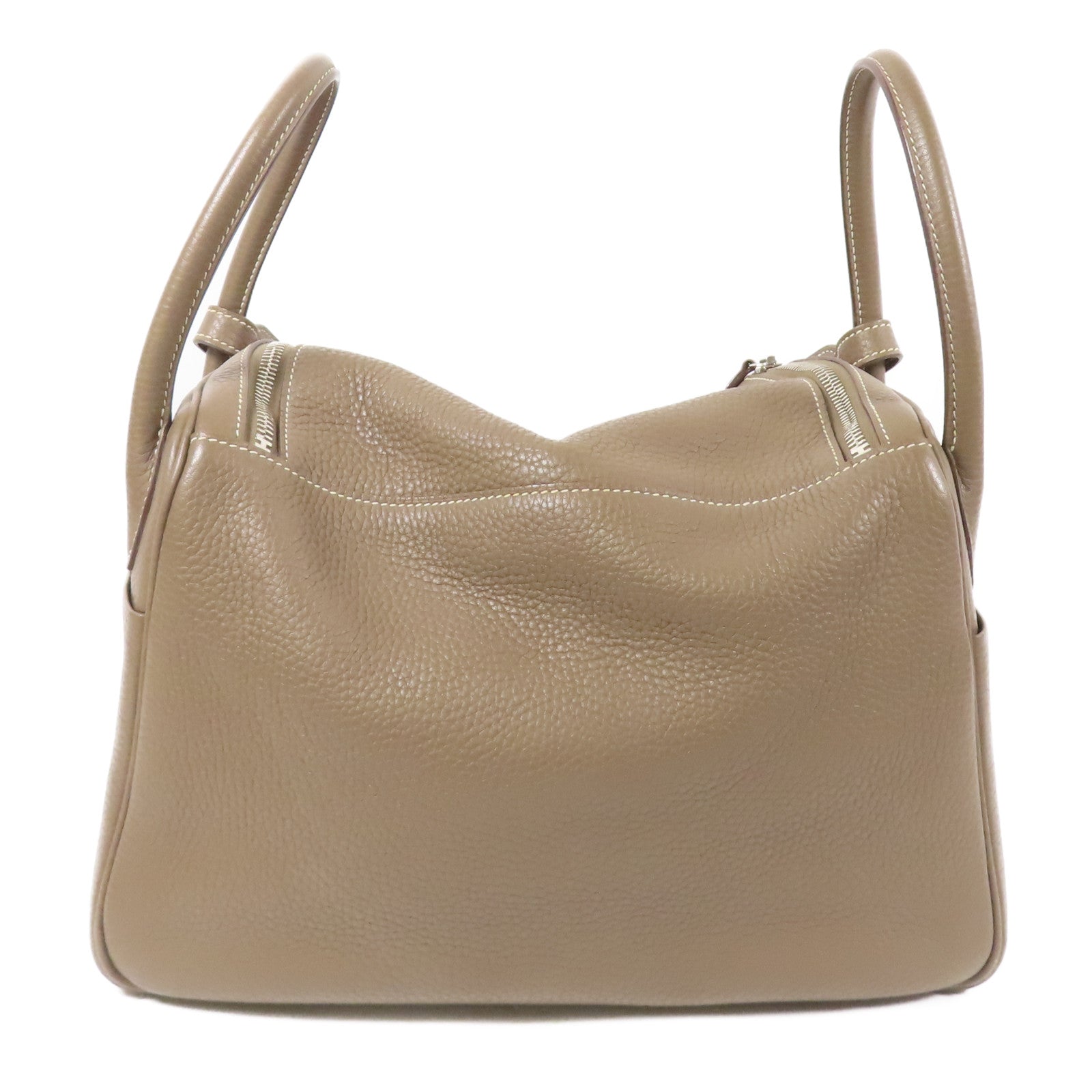 HERMES Clemence皮革Lindy 30銀扣手挽肩背兩用袋Etoupe