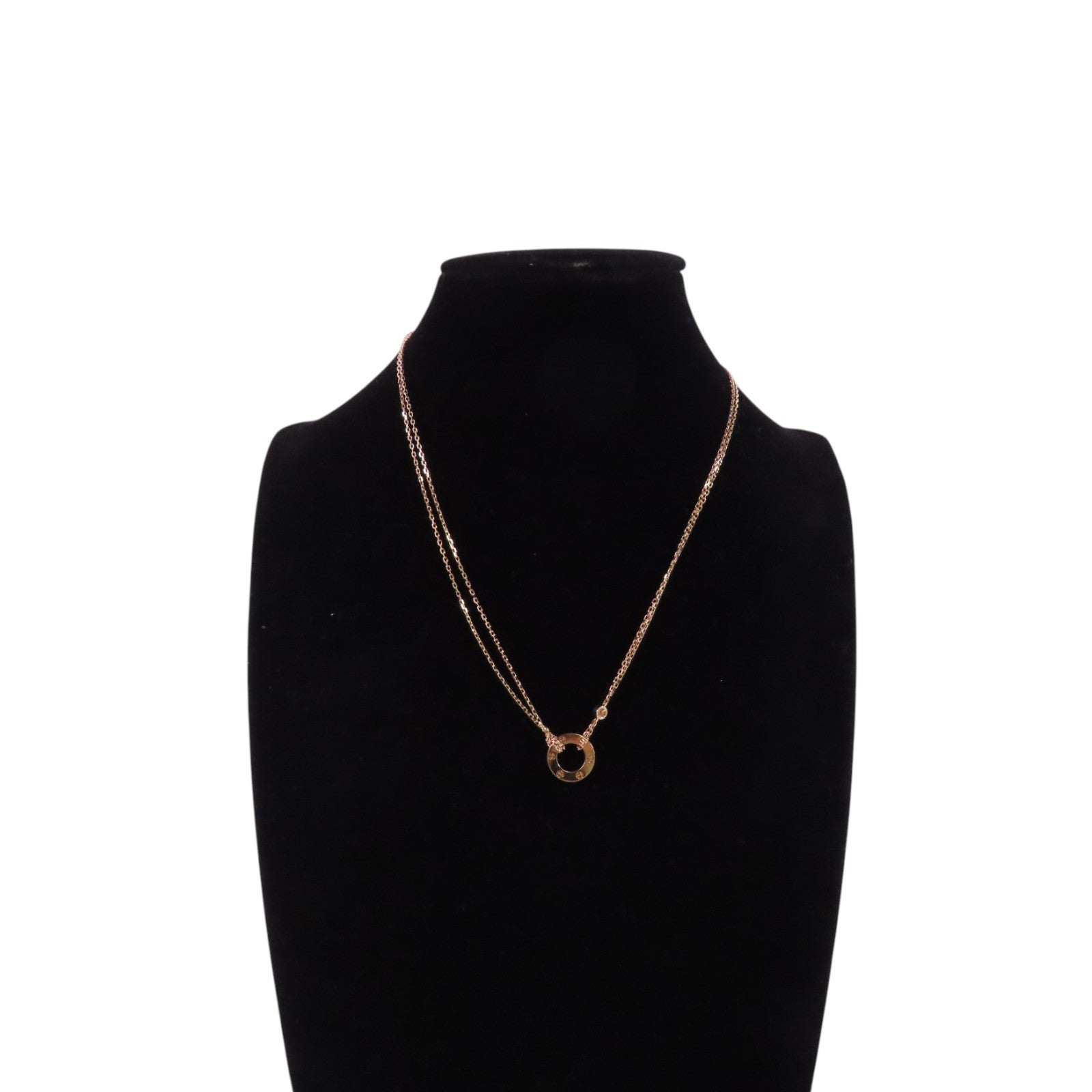 CARTIER 18K玫瑰金Love Diamond Necklace金扣鑽石項鏈
