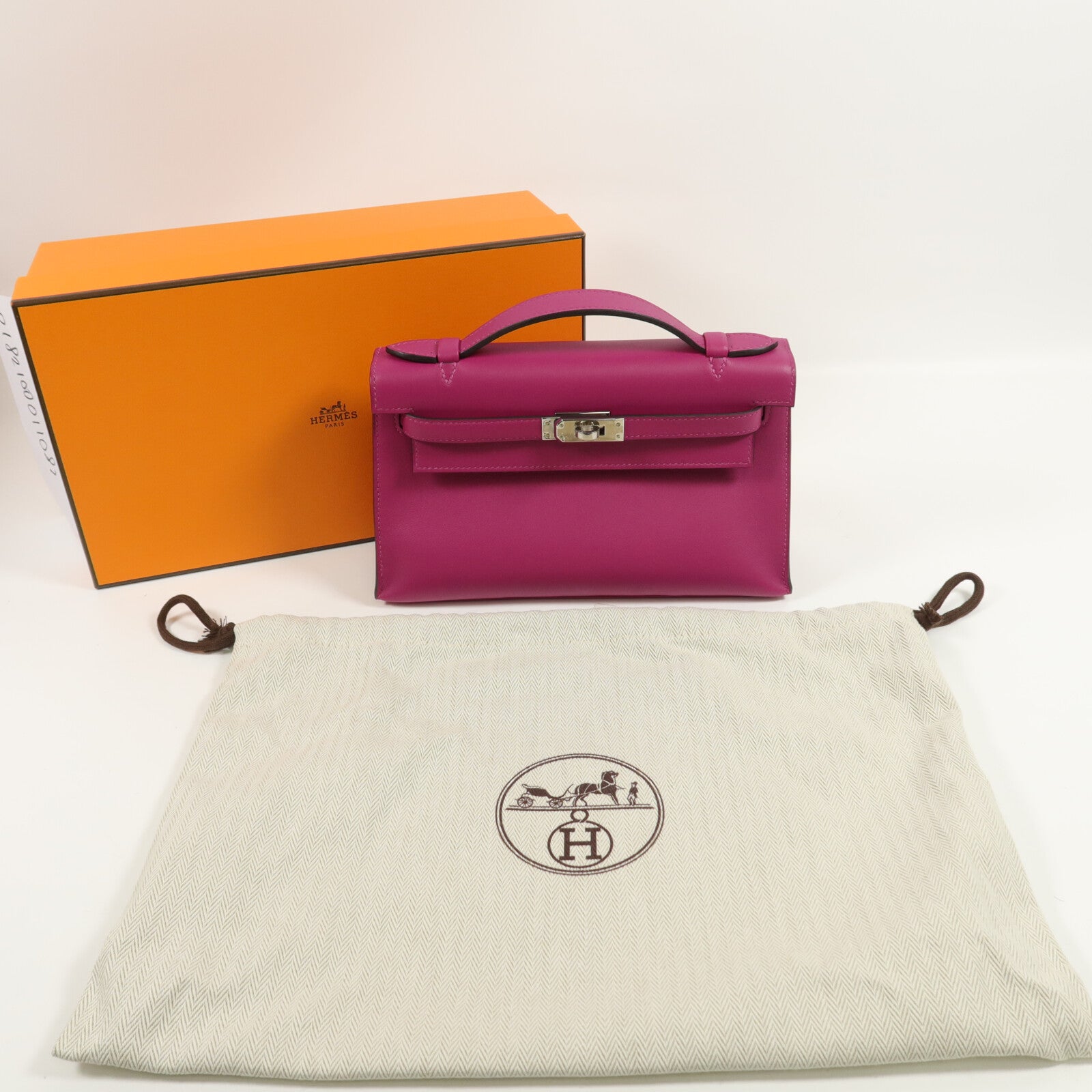 HERMES Swift皮革Kelly Pochette手挽袋Rose Purple