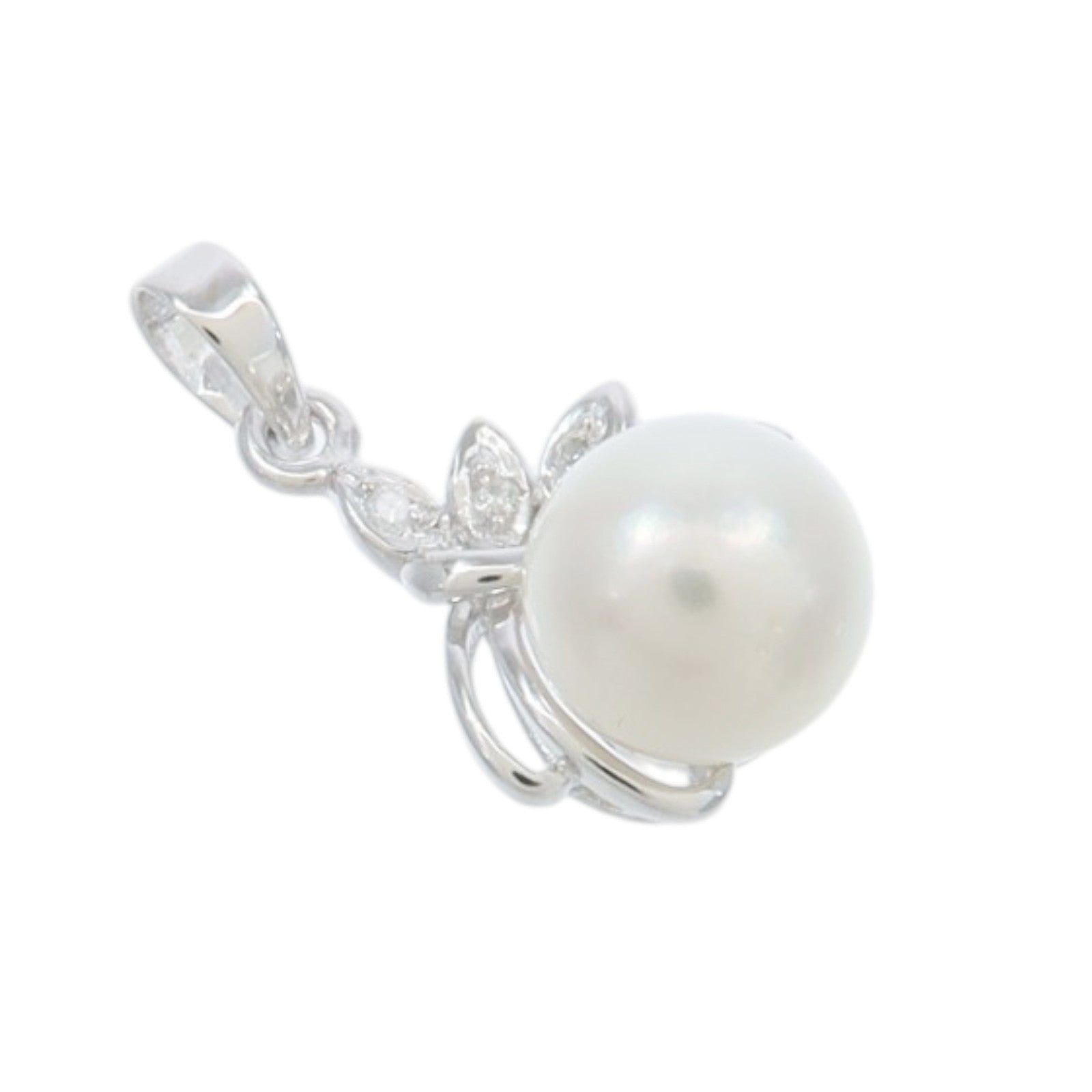 JEWELRY 18K白金Pearl Diamond Pendant Top珍珠/鑽石吊墜