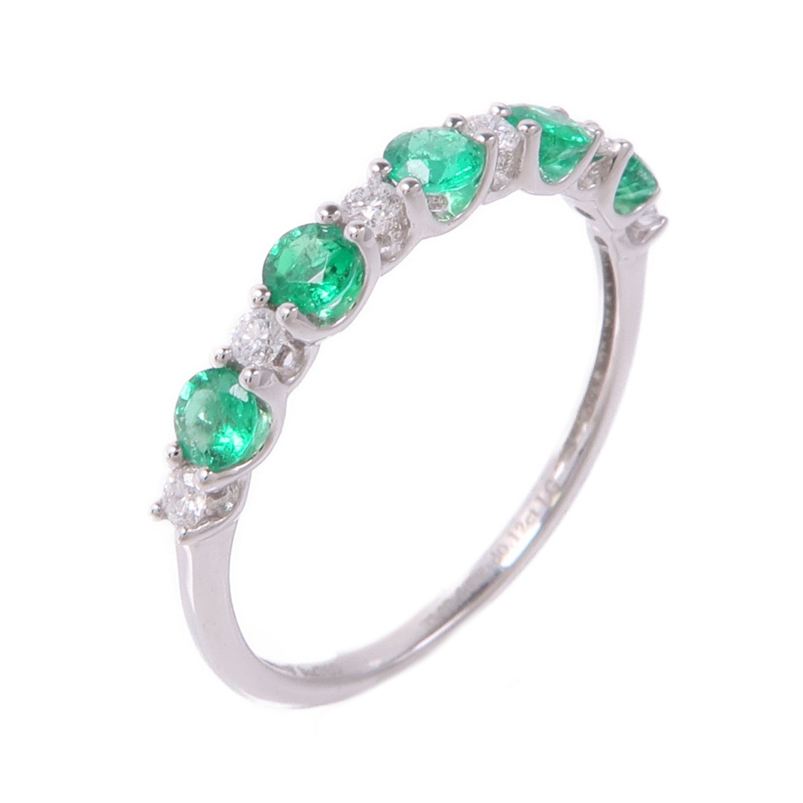 JEWELRY 18K白金Emerald Diamond Ring綠寶石/鑽石戒指US#6.5